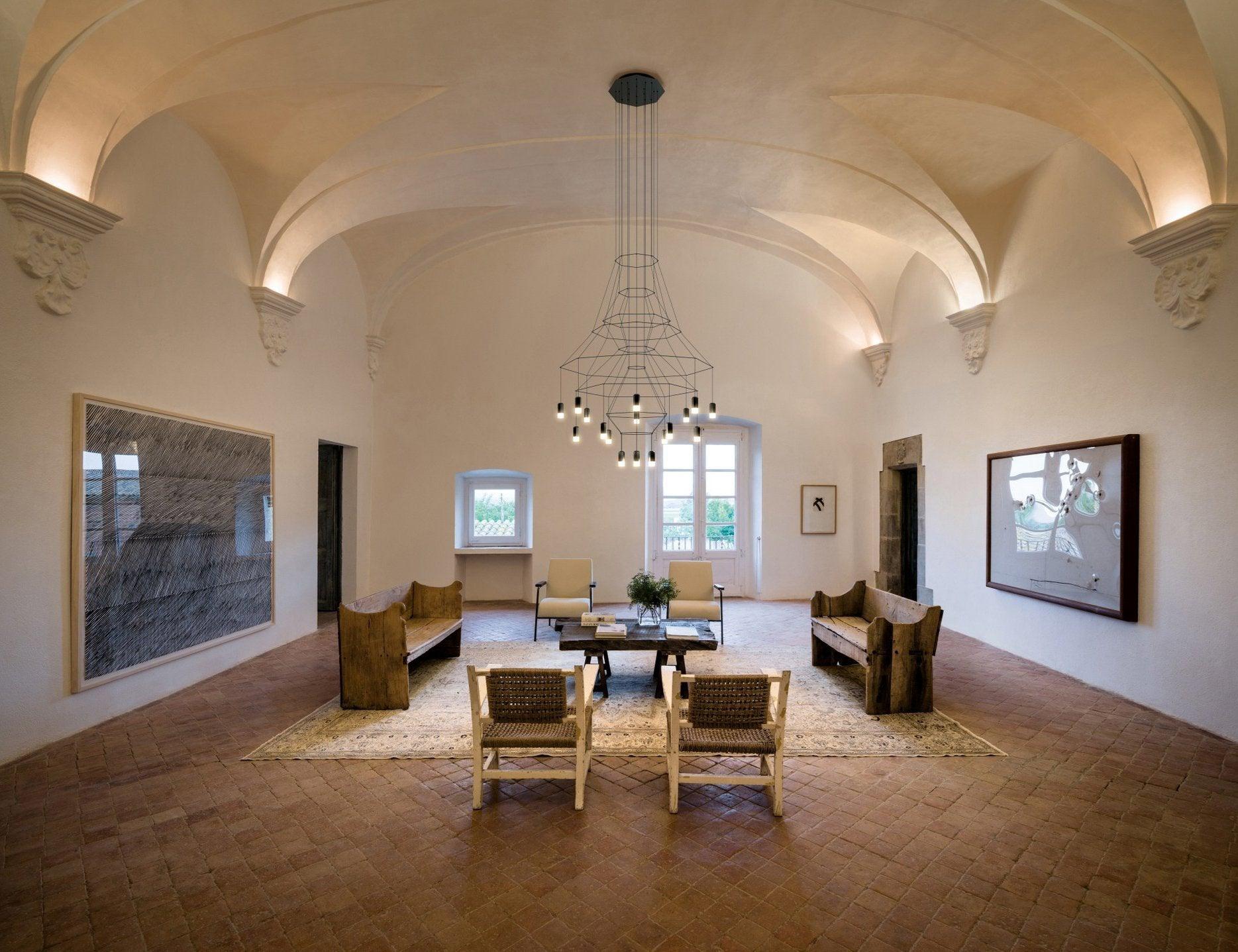 Lustra Chandelier Lines Black Wireframe LED - Letslighting