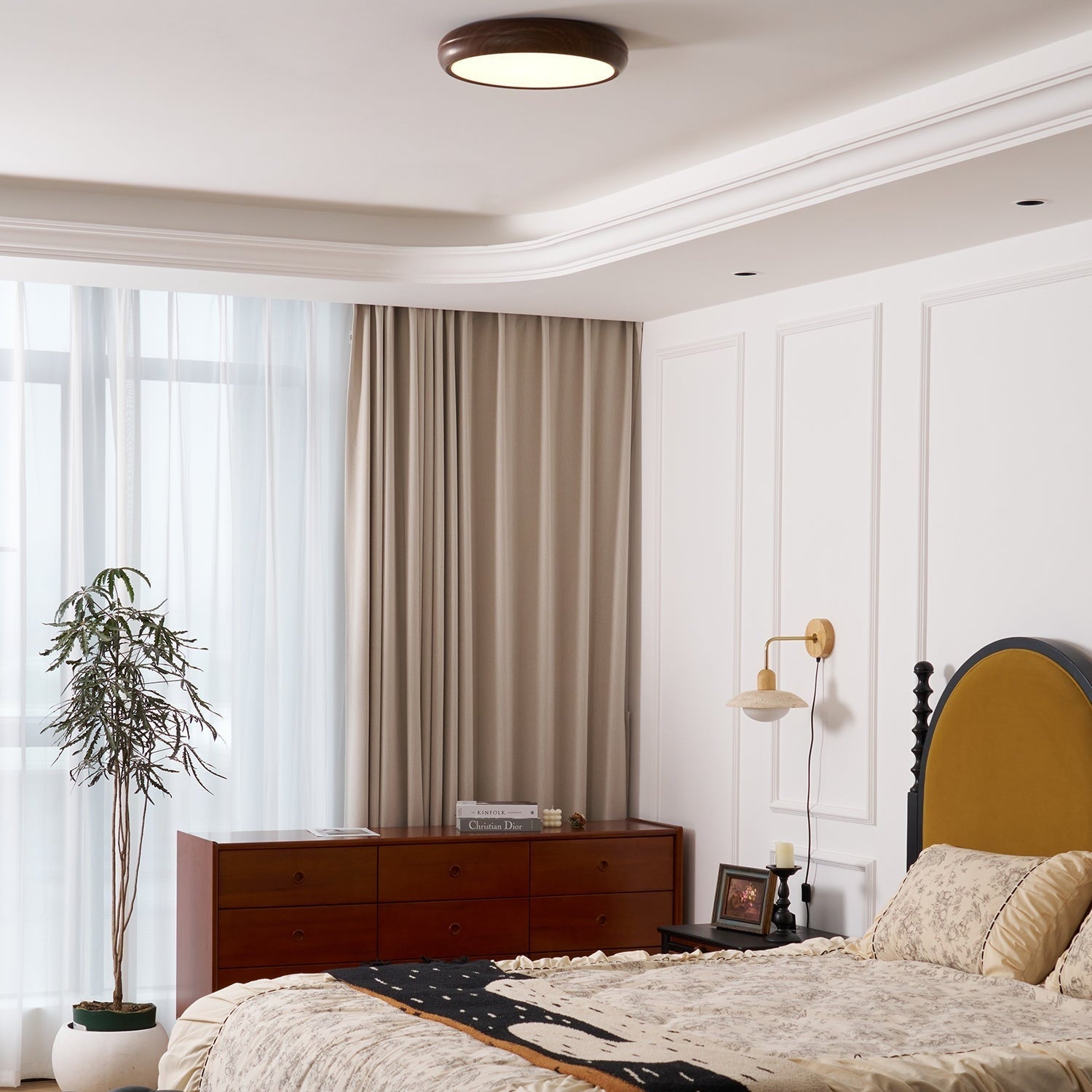 Solara Ceiling Light Woodgrain Acrylic Round - Letslighting