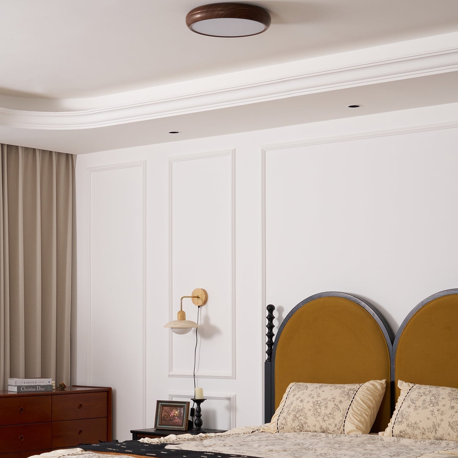 Solara Ceiling Light Woodgrain Acrylic Round - Letslighting