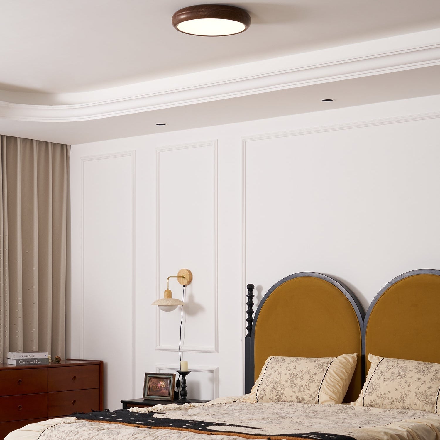 Solara Ceiling Light Woodgrain Acrylic Round - Letslighting