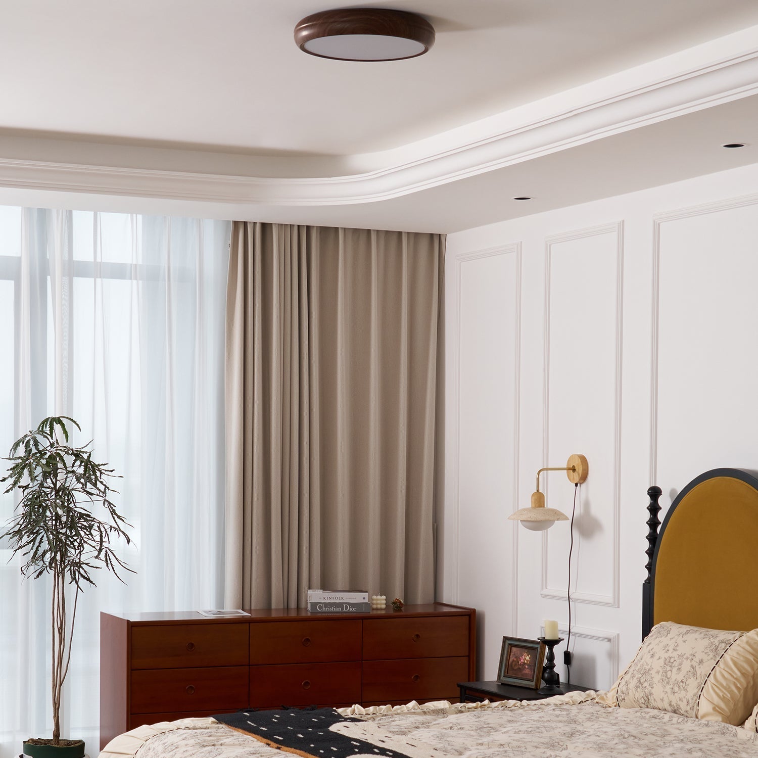 Solara Ceiling Light Woodgrain Acrylic Round - Letslighting
