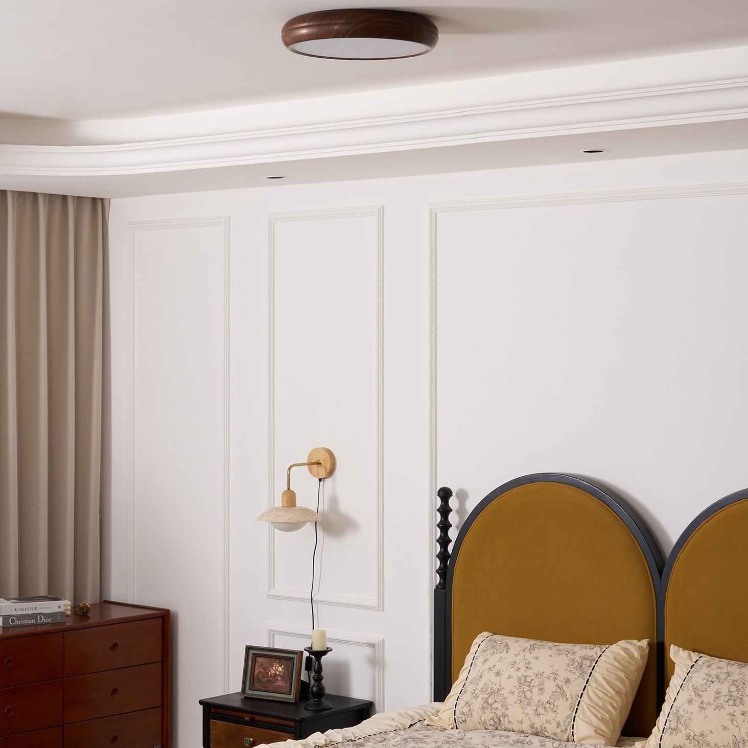 Solara Ceiling Light Woodgrain Acrylic Round - Letslighting