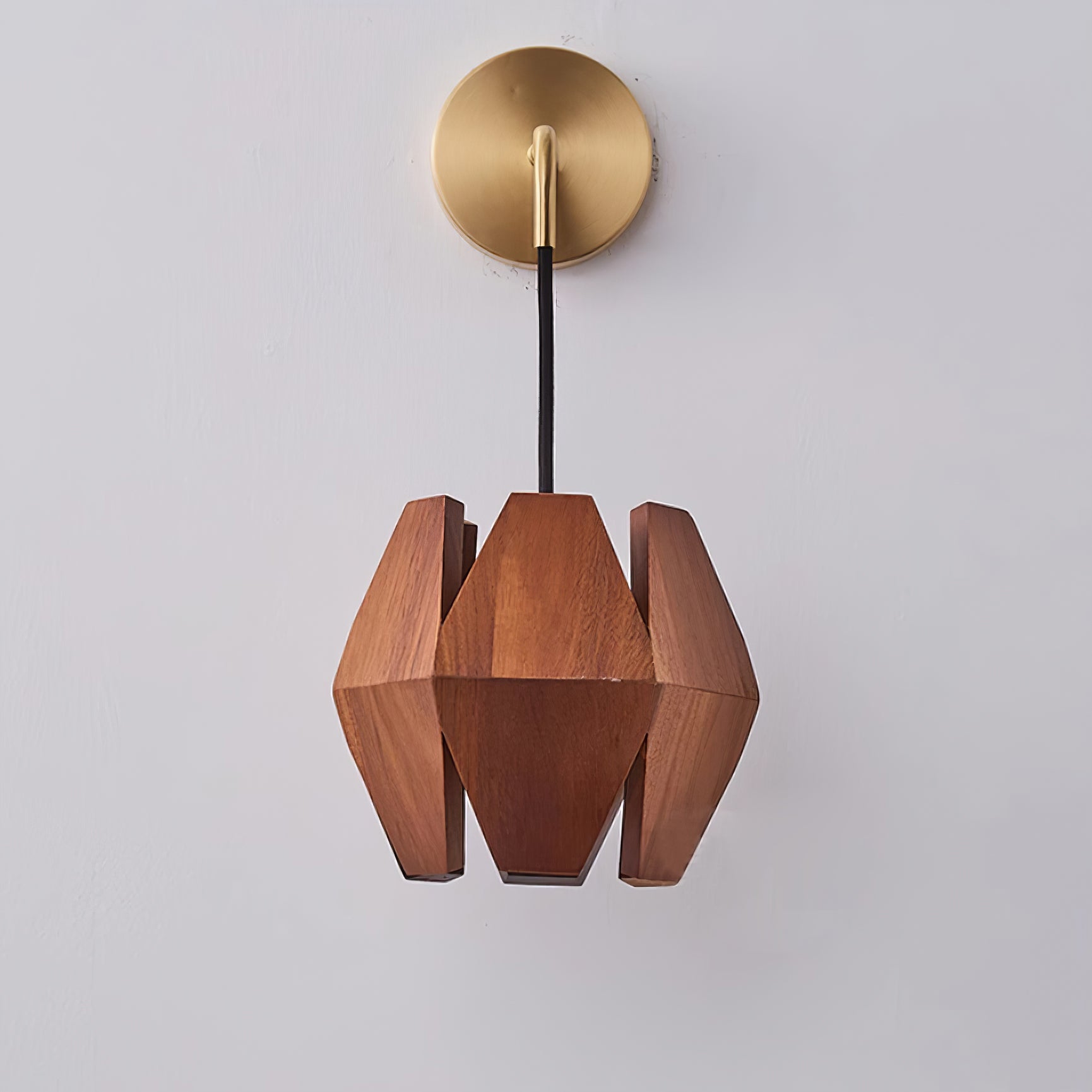 Wall Lamp Body Faceted Walnut Shade Plug In Nordic Minimalist - Letslighting
