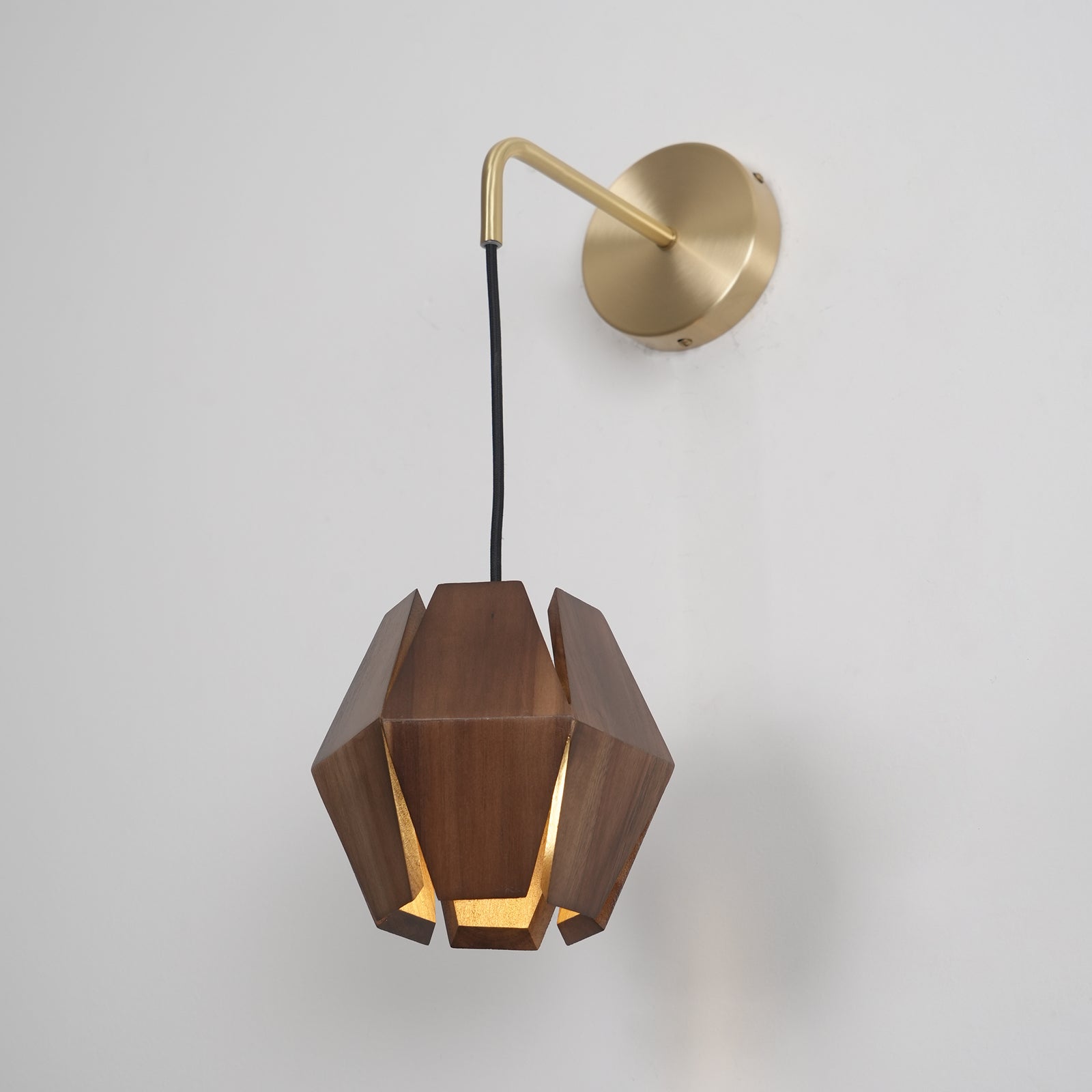 Wall Lamp Body Faceted Walnut Shade Plug In Nordic Minimalist - Letslighting