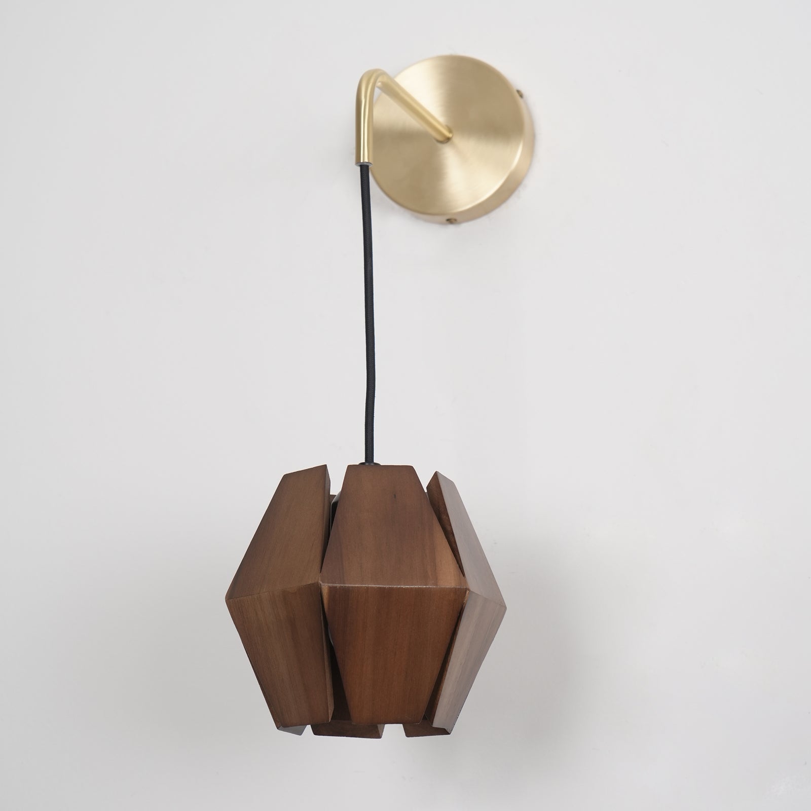 Wall Lamp Body Faceted Walnut Shade Plug In Nordic Minimalist - Letslighting