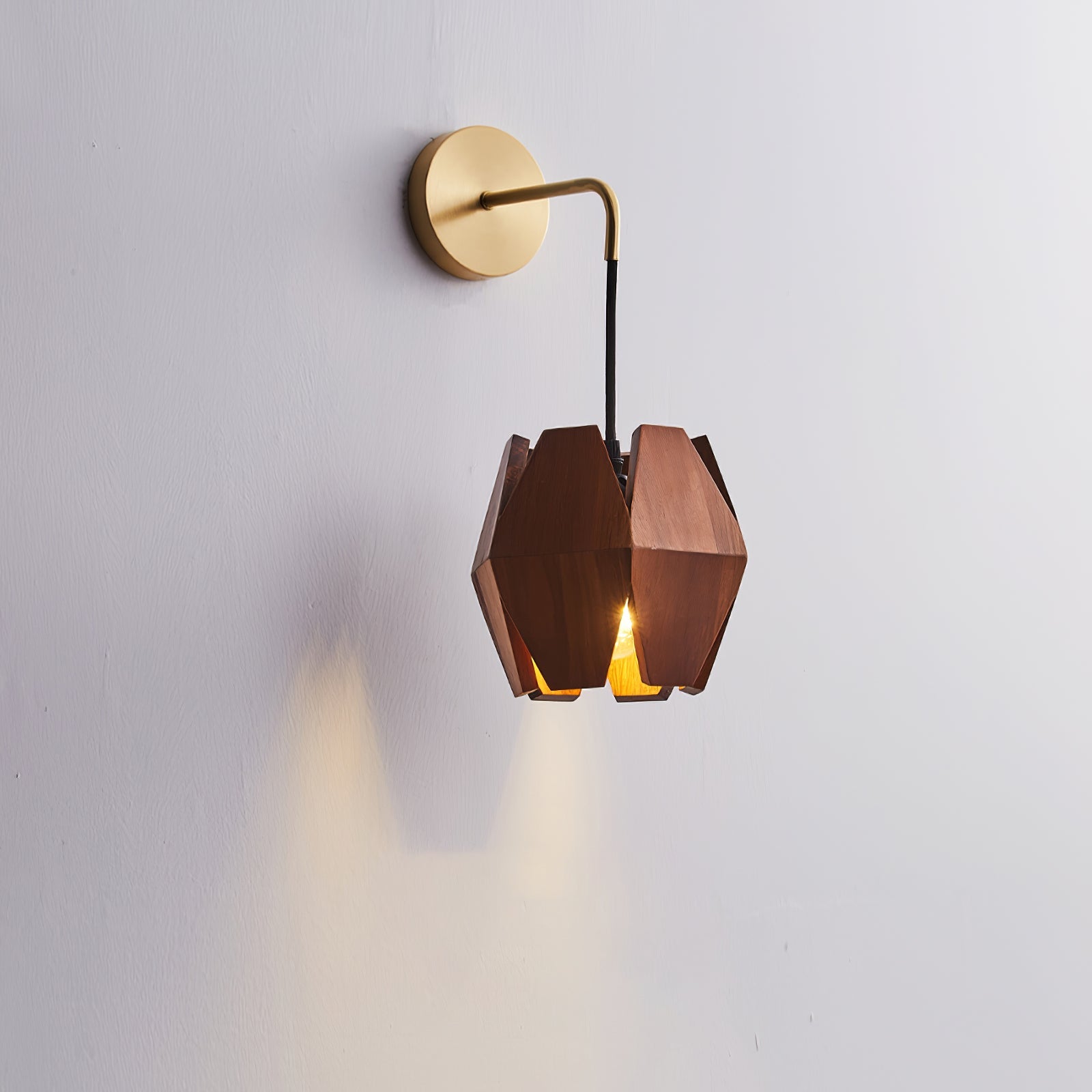 Wall Lamp Body Faceted Walnut Shade Plug In Nordic Minimalist - Letslighting