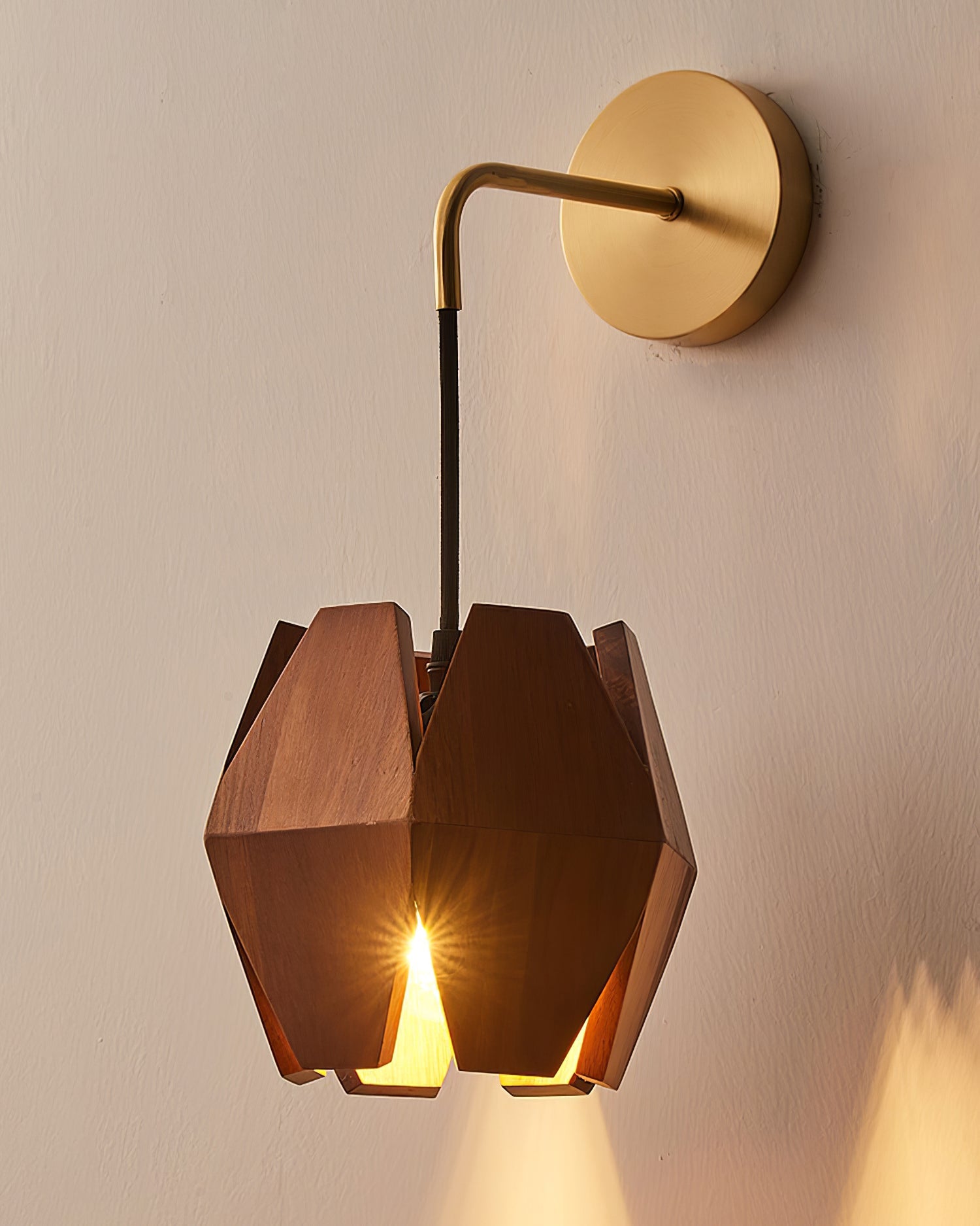 Wall Lamp Body Faceted Walnut Shade Plug In Nordic Minimalist - Letslighting