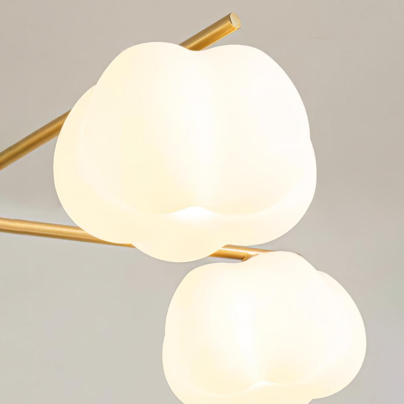 Lustra Chandelier Wooden Cotton Balls Gold PE - Letslighting