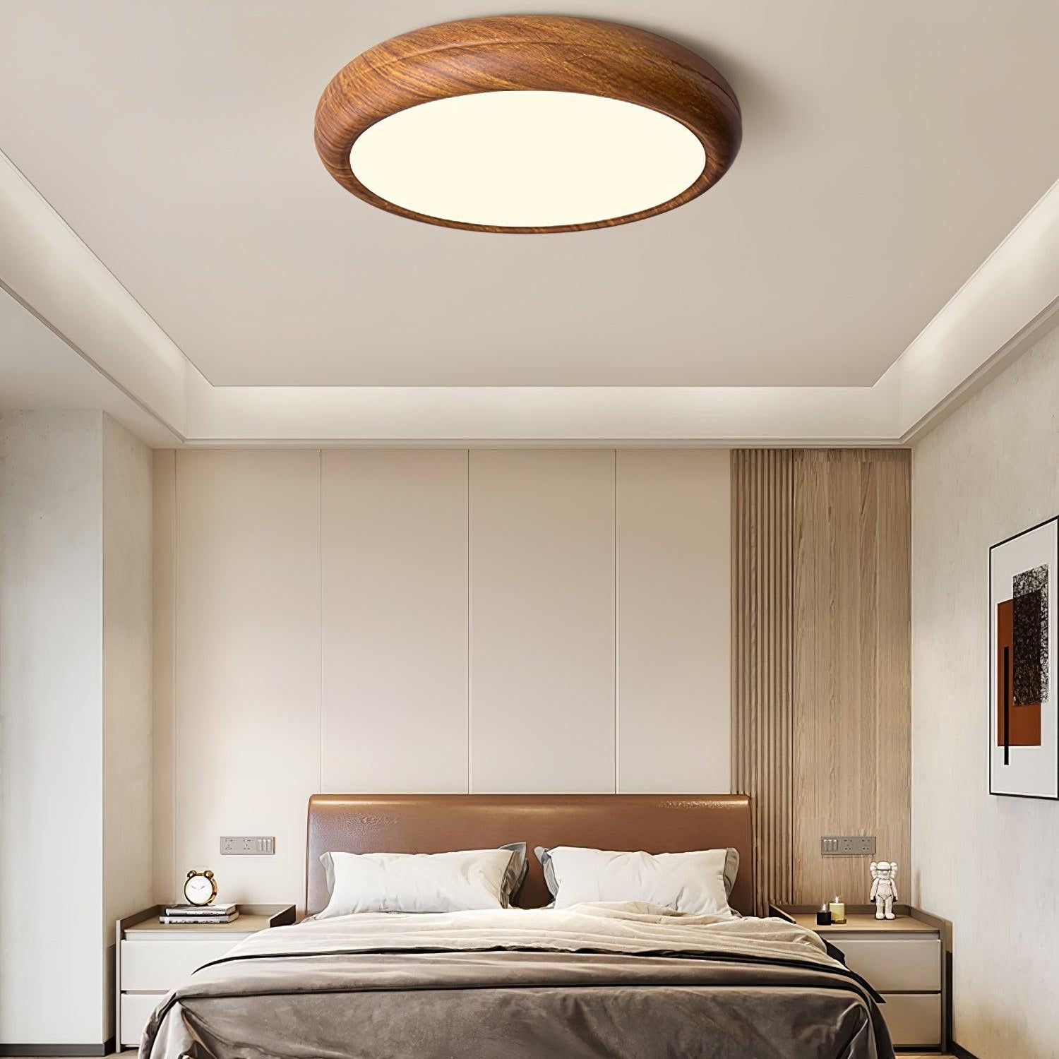 Solara Ceiling Light Woodgrain Acrylic Round - Letslighting