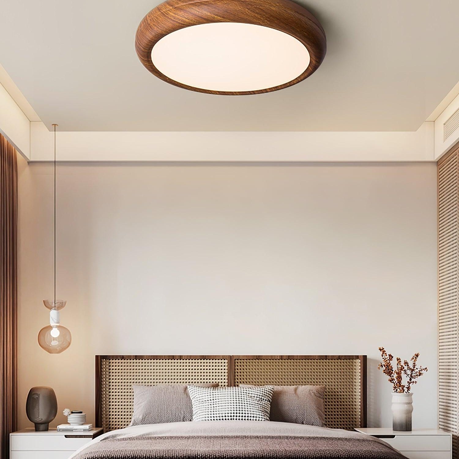 Solara Ceiling Light Woodgrain Acrylic Round - Letslighting
