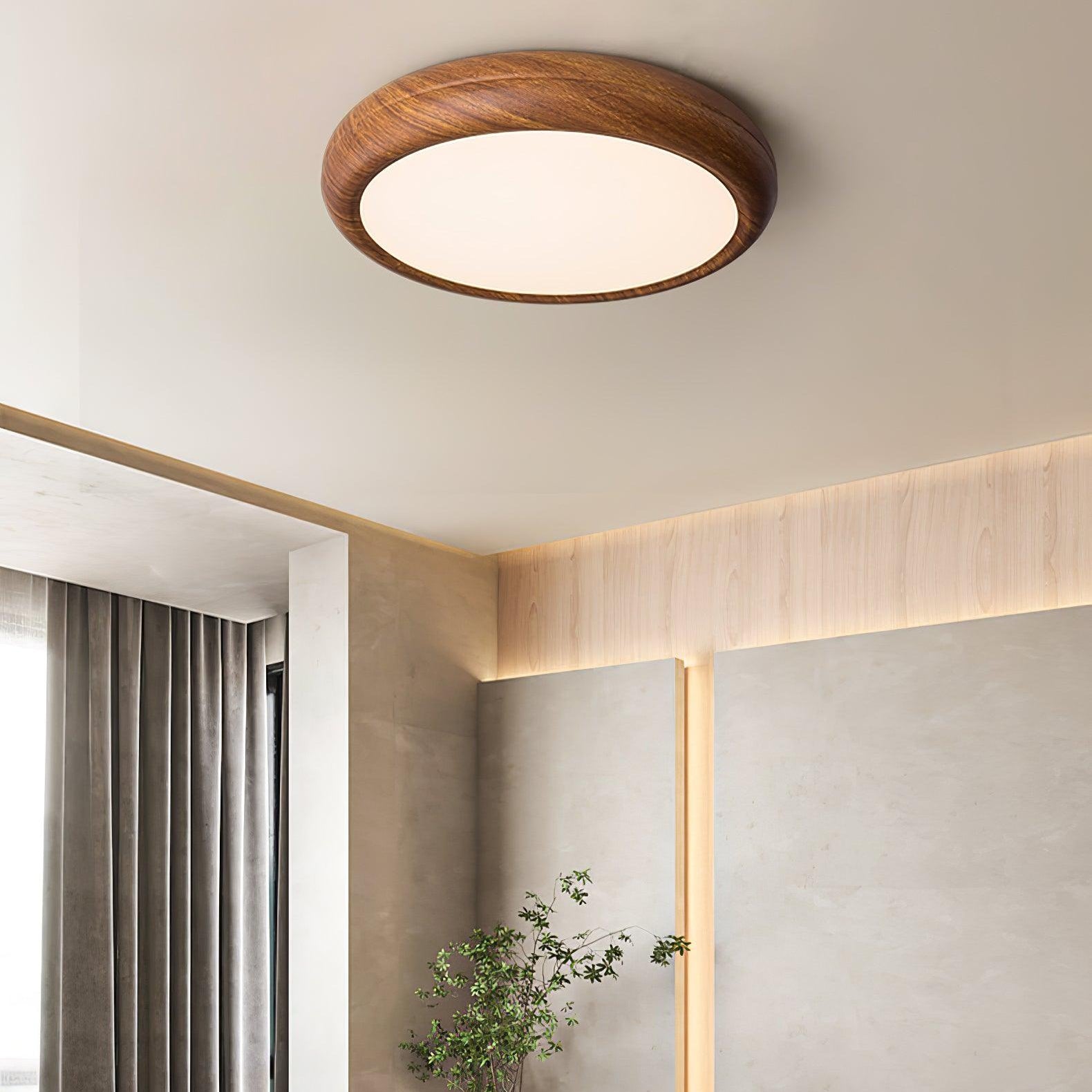 Solara Ceiling Light Woodgrain Acrylic Round - Letslighting