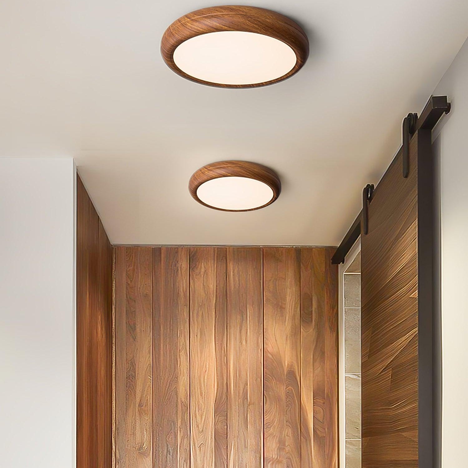 Solara Ceiling Light Woodgrain Acrylic Round - Letslighting