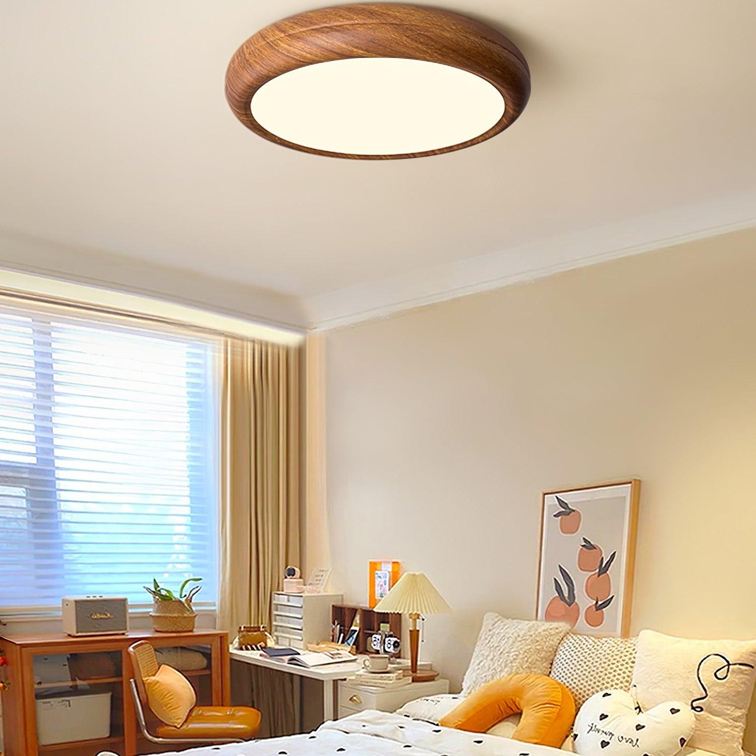 Solara Ceiling Light Woodgrain Acrylic Round - Letslighting