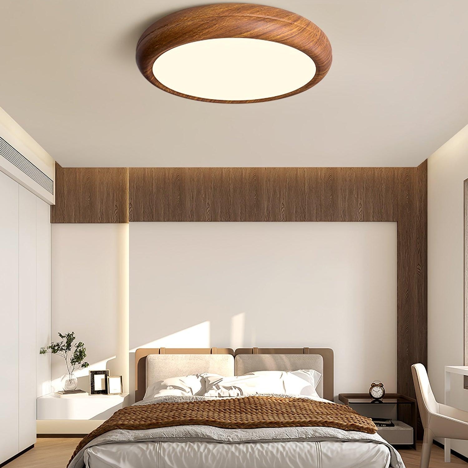 Solara Ceiling Light Woodgrain Acrylic Round - Letslighting