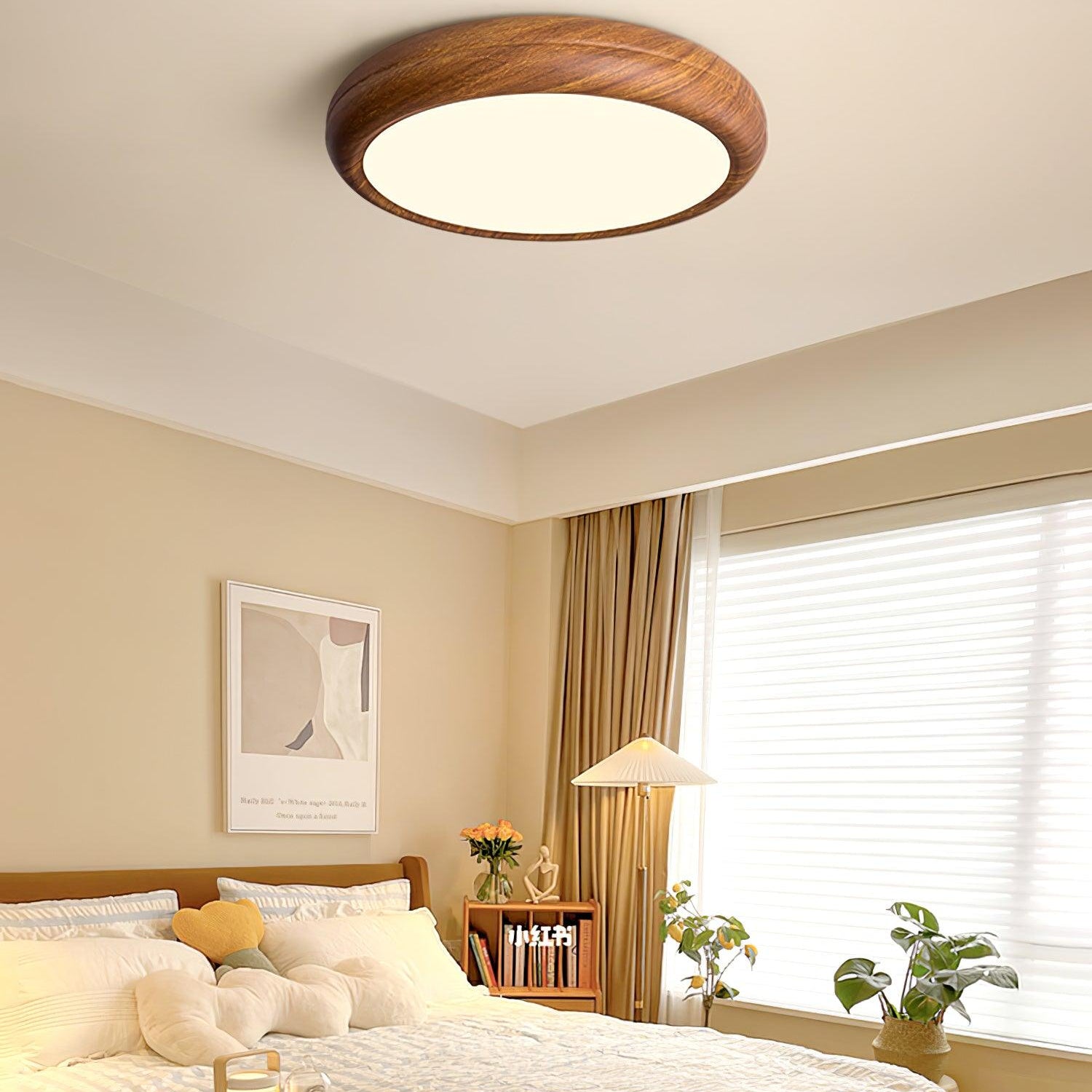 Solara Ceiling Light Woodgrain Acrylic Round - Letslighting