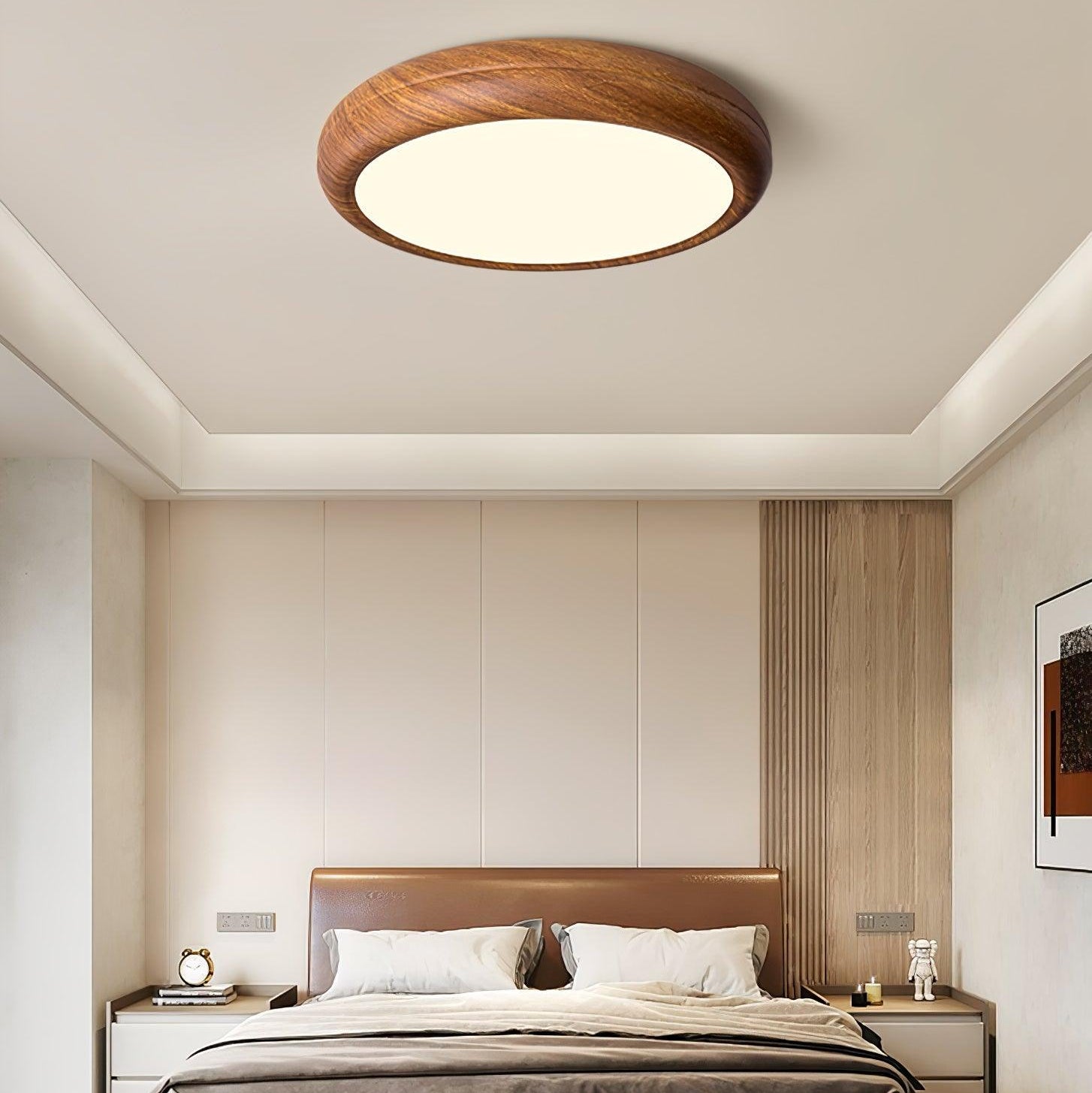 Solara Ceiling Light Woodgrain Acrylic Round - Letslighting