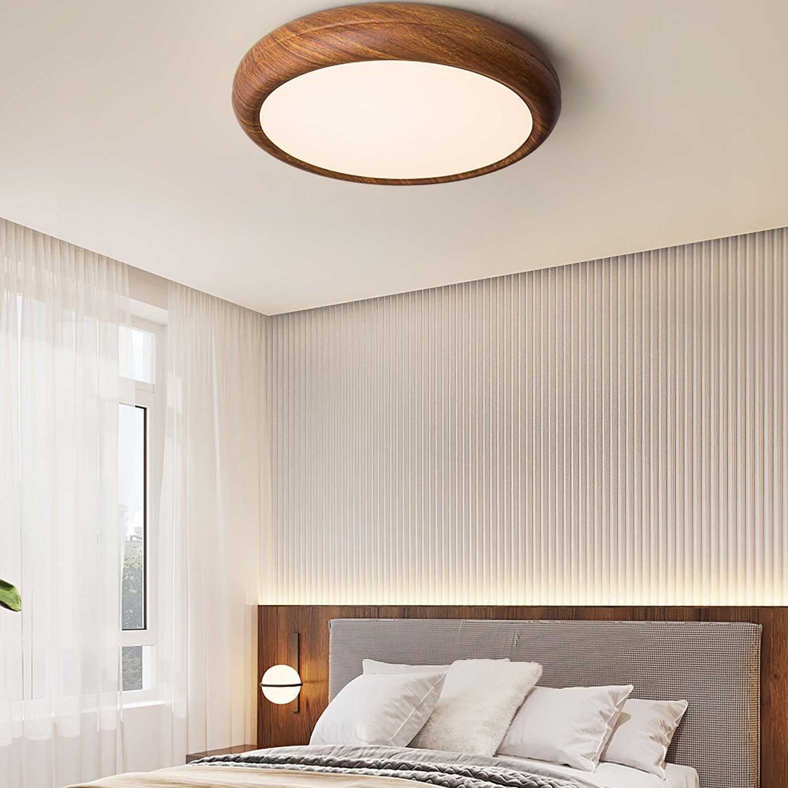 Solara Ceiling Light Woodgrain Acrylic Round - Letslighting