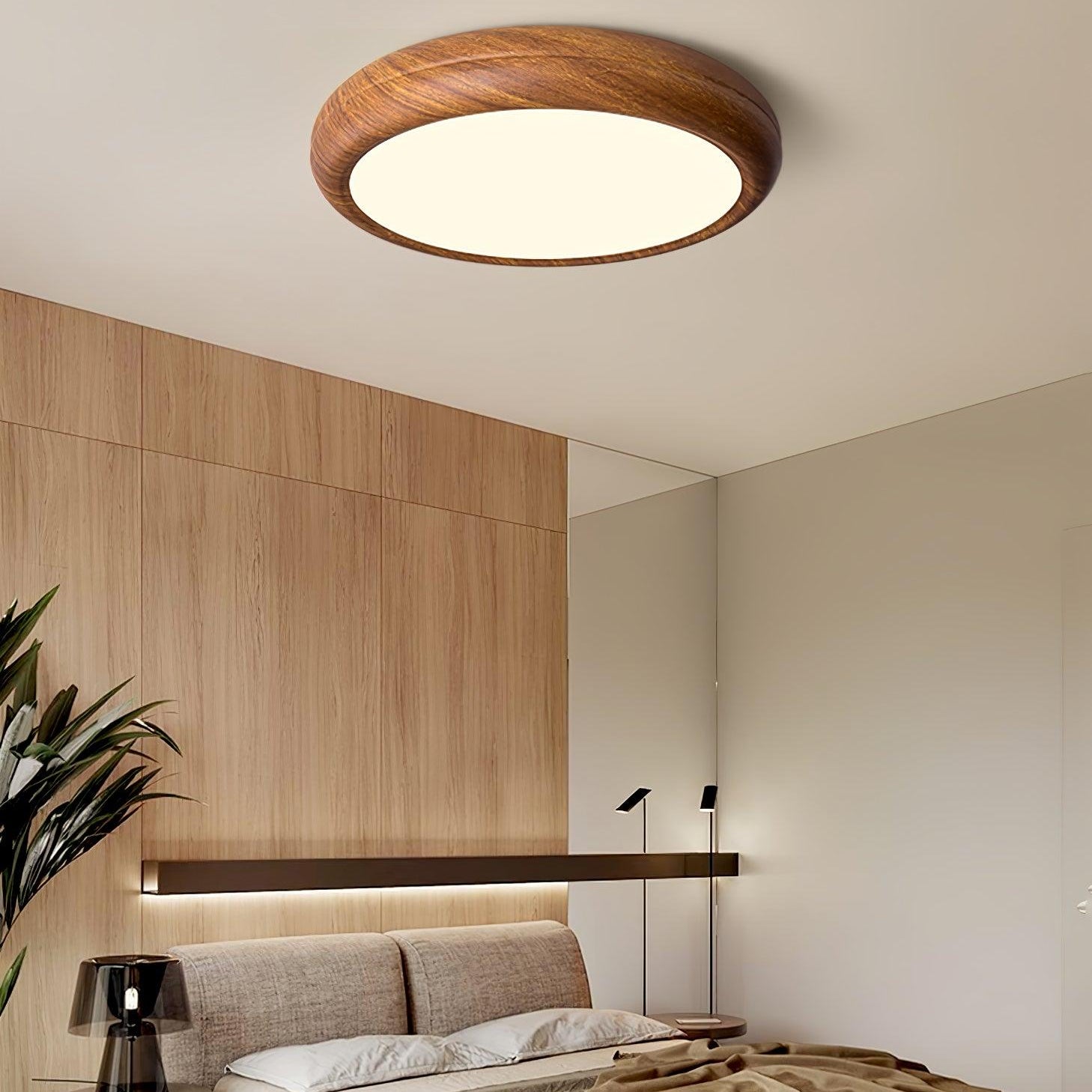 Solara Ceiling Light Woodgrain Acrylic Round - Letslighting