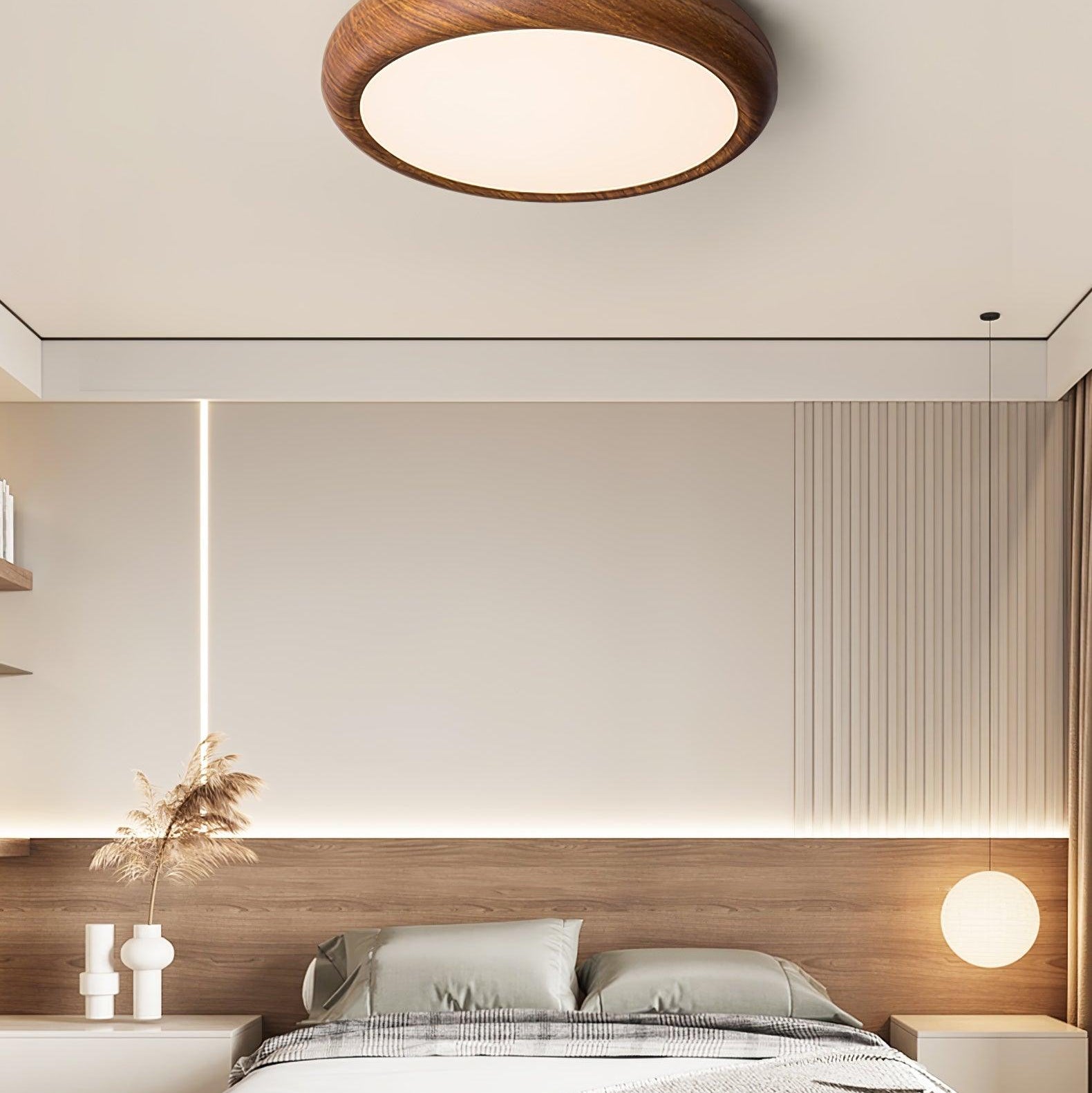Solara Ceiling Light Woodgrain Acrylic Round - Letslighting