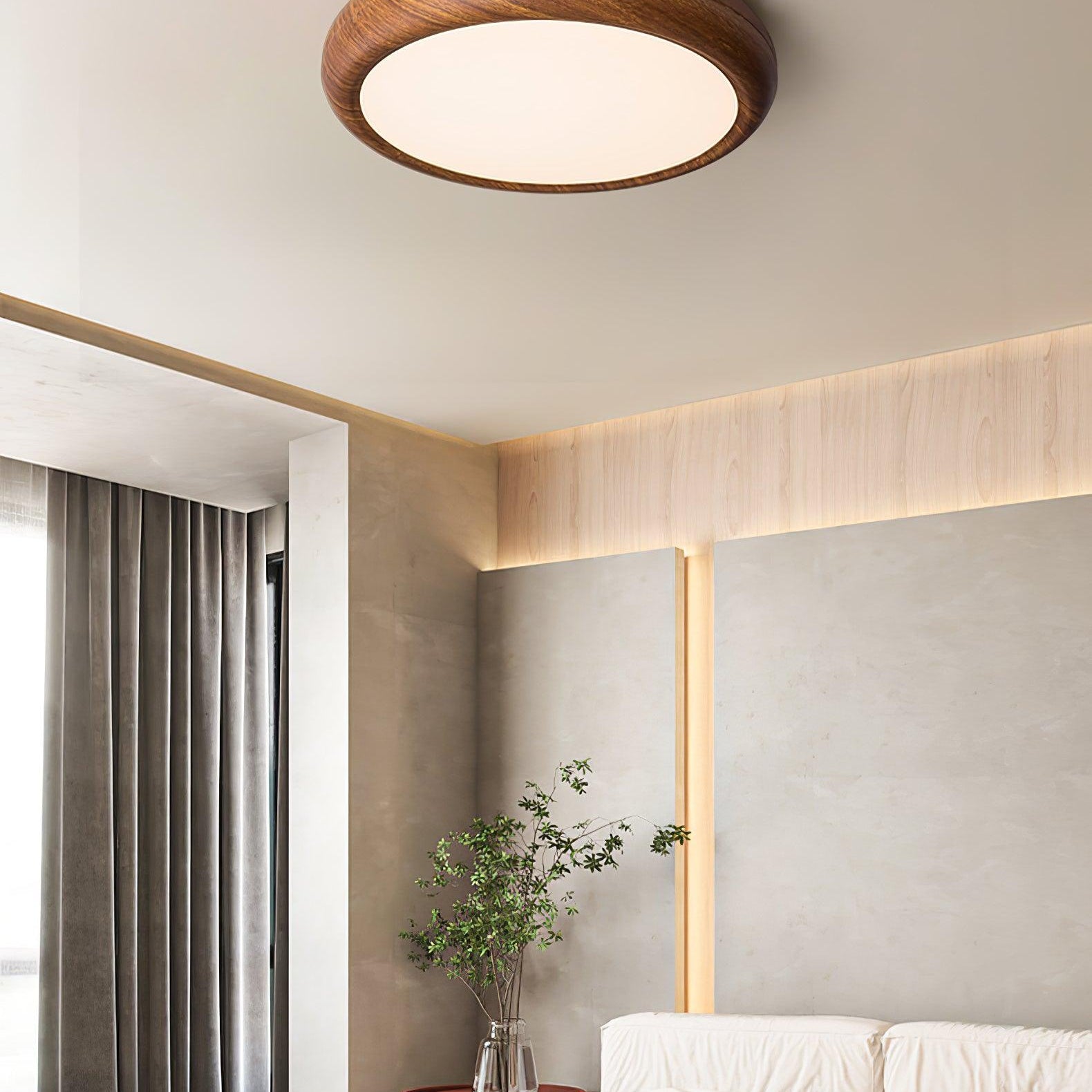 Solara Ceiling Light Woodgrain Acrylic Round - Letslighting