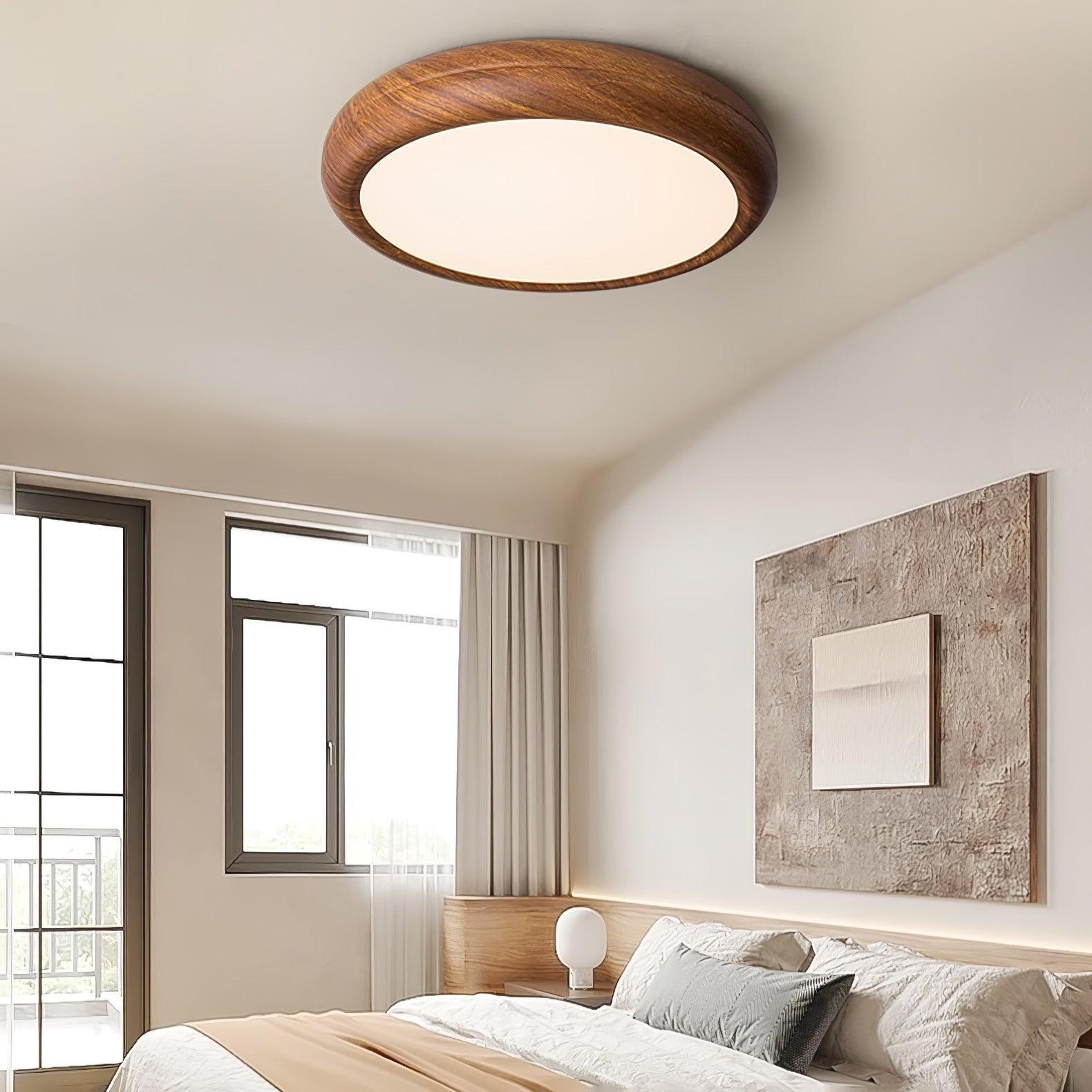 Solara Ceiling Light Woodgrain Acrylic Round - Letslighting