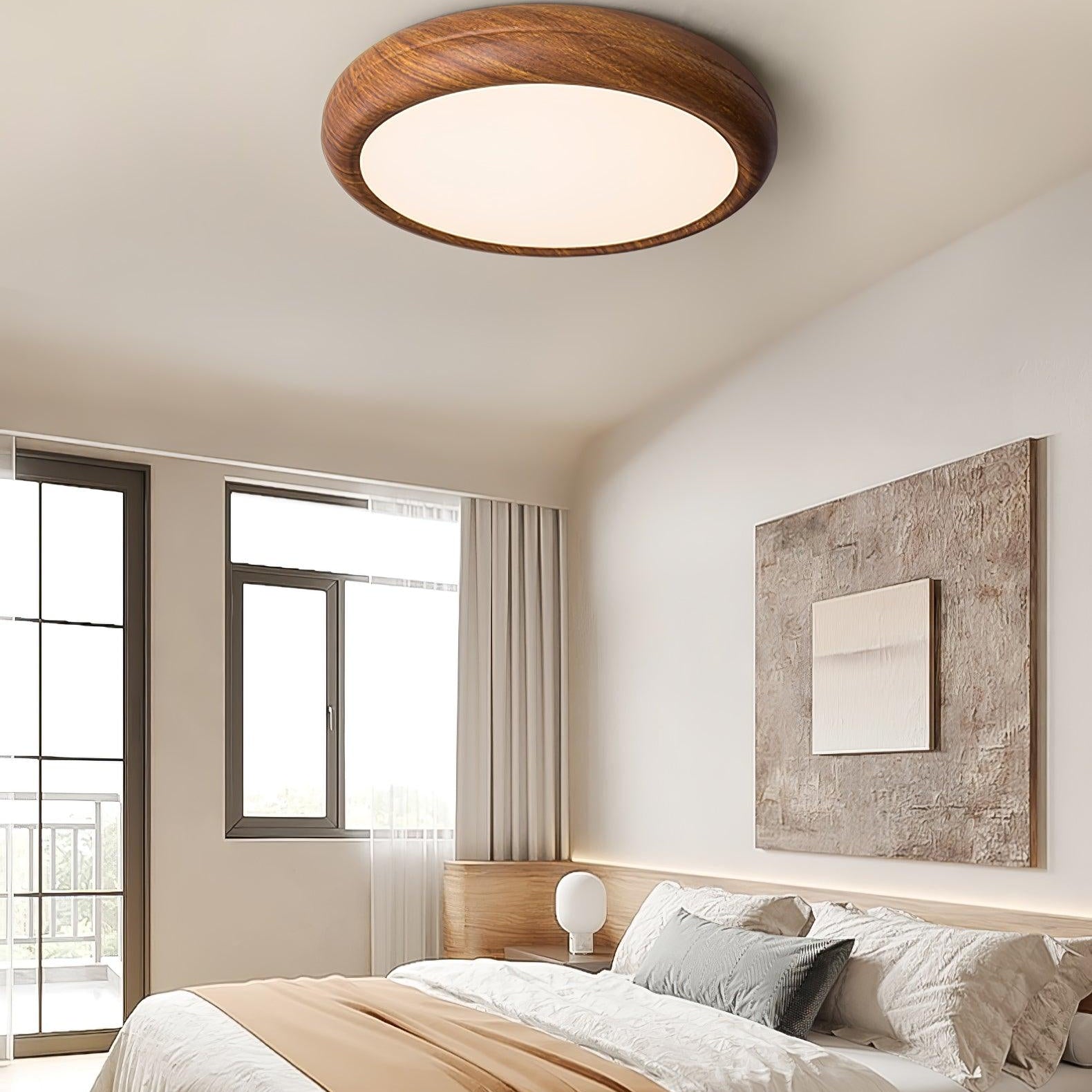 Solara Ceiling Light Woodgrain Acrylic Round - Letslighting