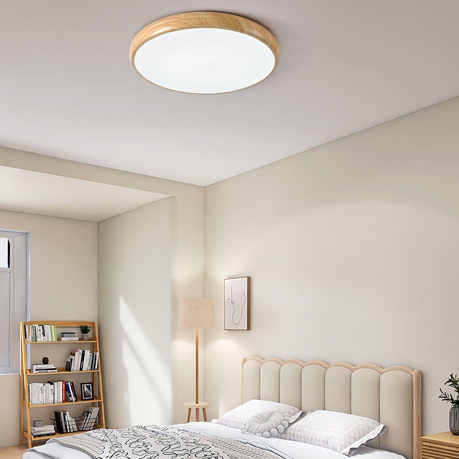 Solara Ceiling Light Woodgrain Acrylic Round - Letslighting