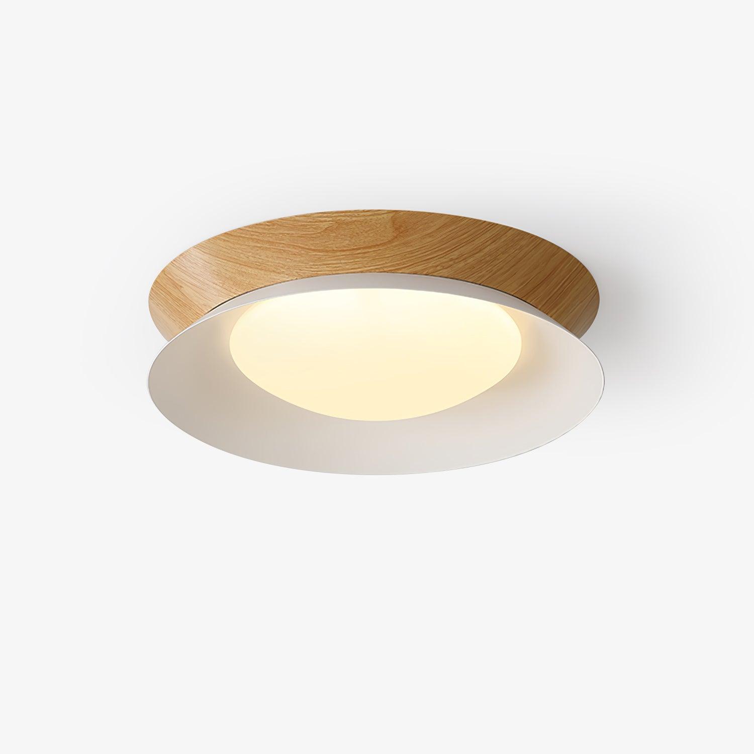 Solara Ceiling Light Wood Ring Double Half Round Nordic - Letslighting