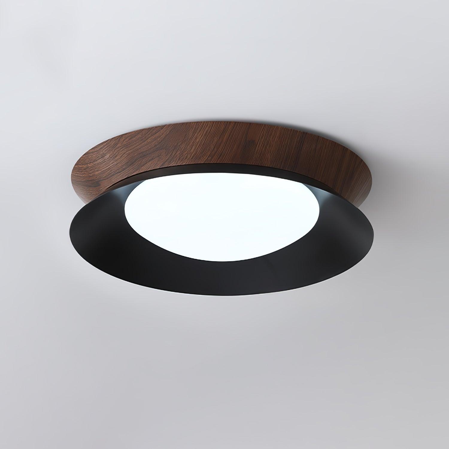 Solara Ceiling Light Wood Ring Double Half Round Nordic - Letslighting