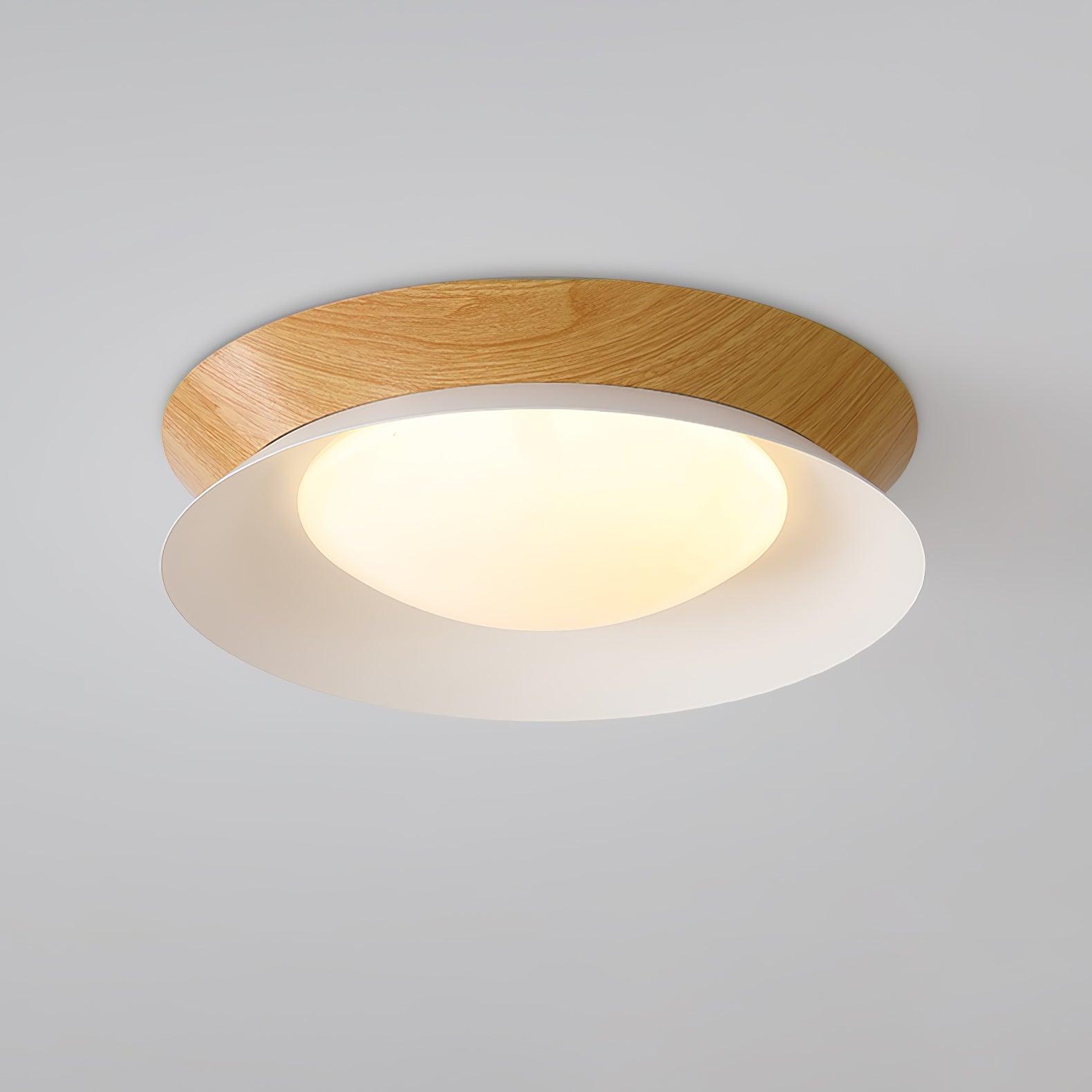 Solara Ceiling Light Wood Ring Double Half Round Nordic - Letslighting