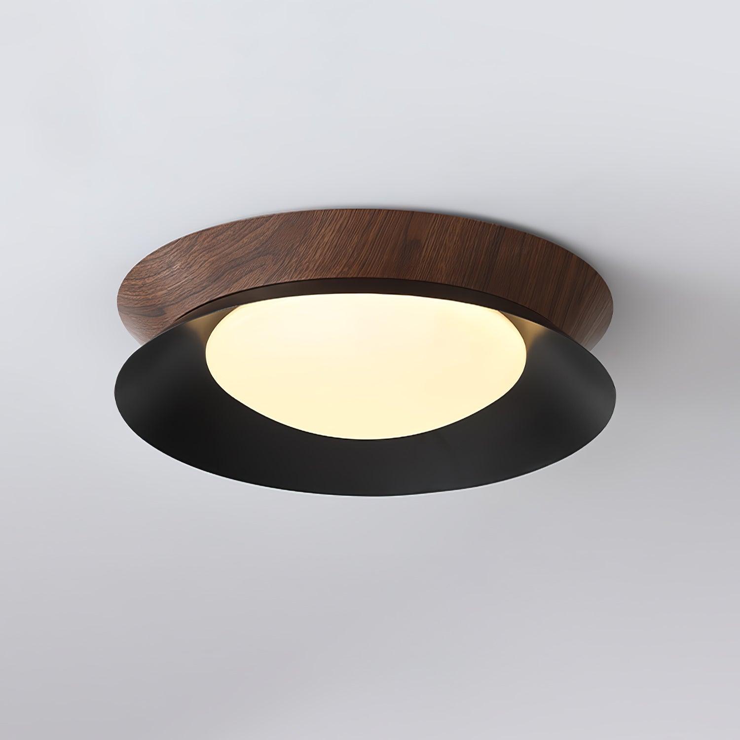Solara Ceiling Light Wood Ring Double Half Round Nordic - Letslighting