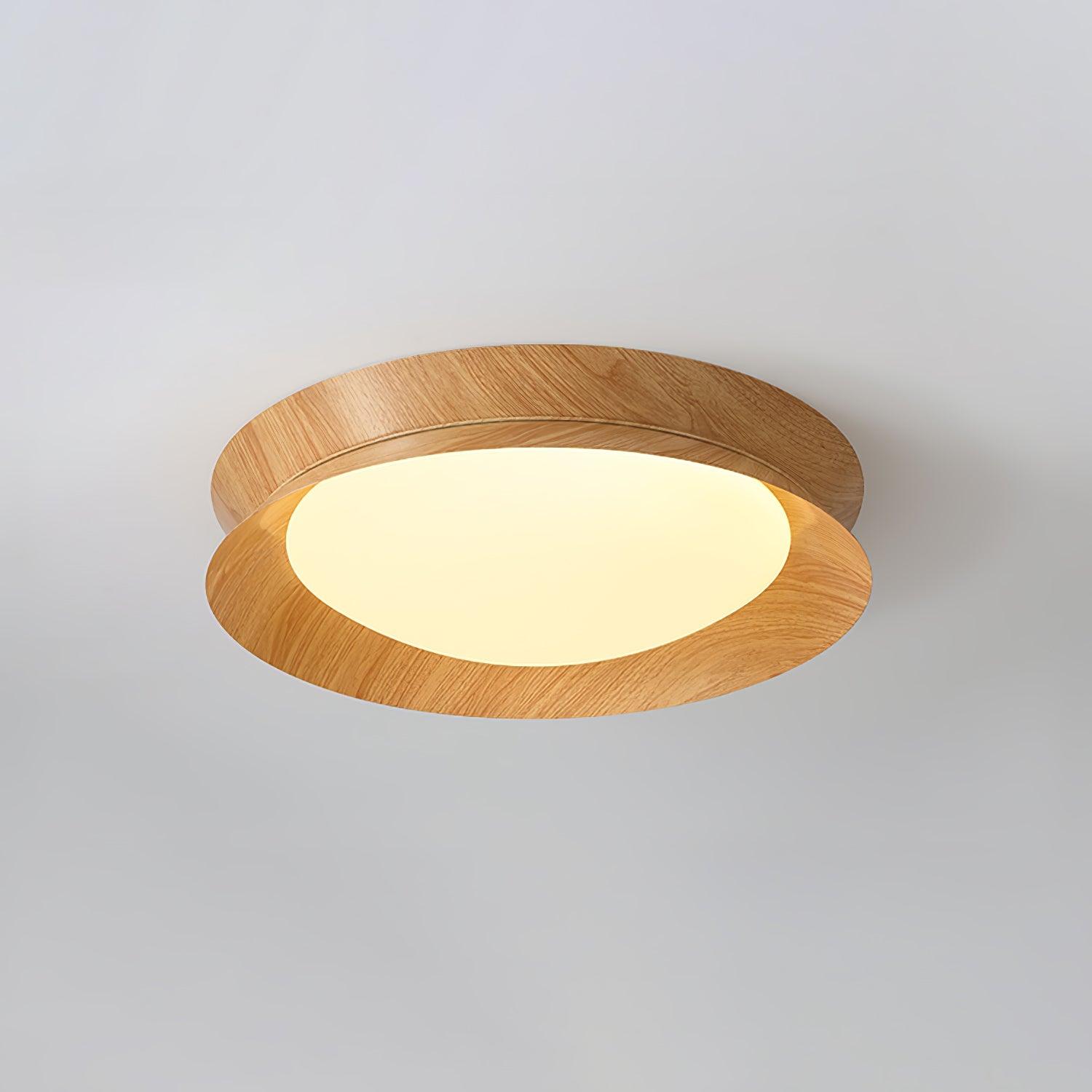 Solara Ceiling Light Wood Ring Double Half Round Nordic - Letslighting