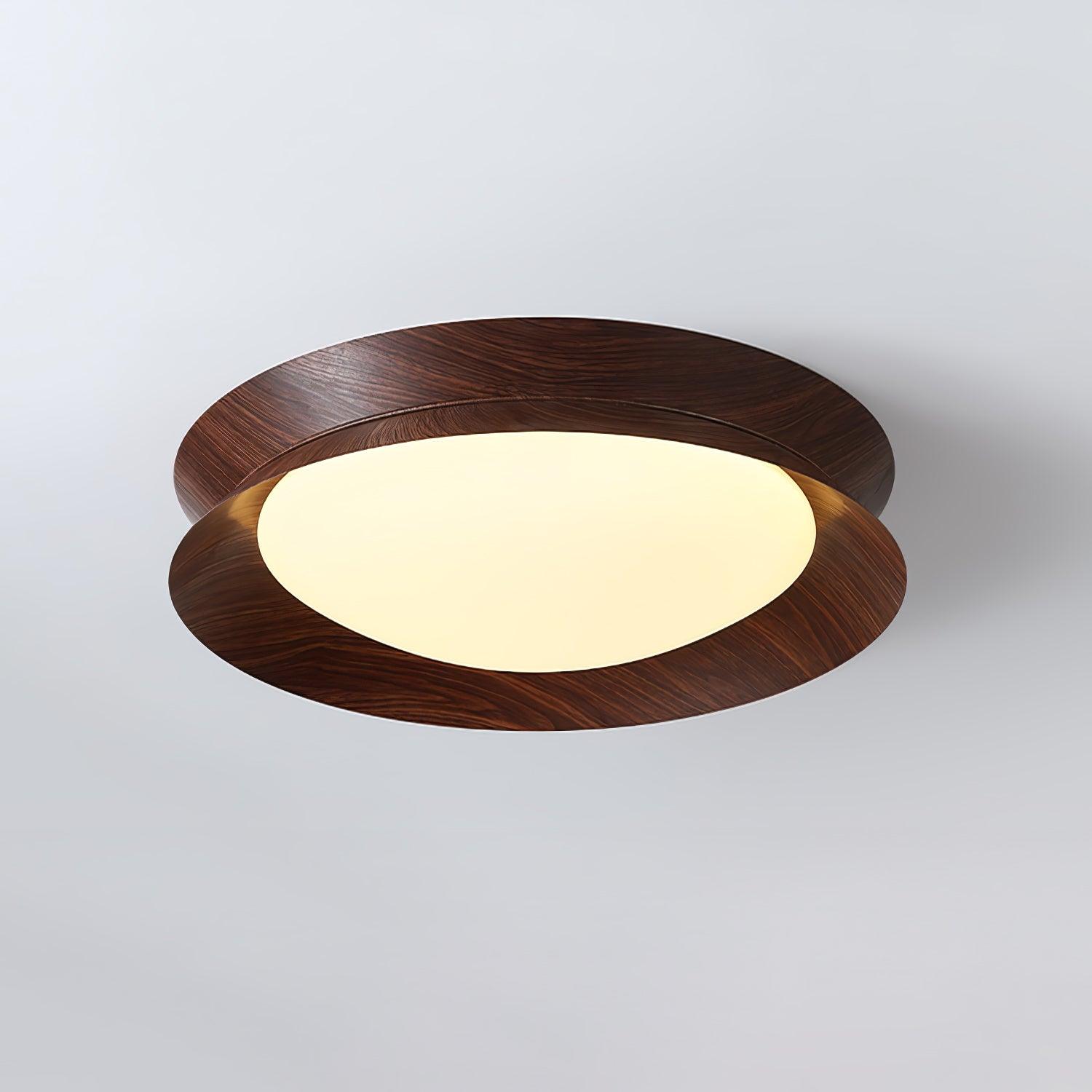 Solara Ceiling Light Wood Ring Double Half Round Nordic - Letslighting