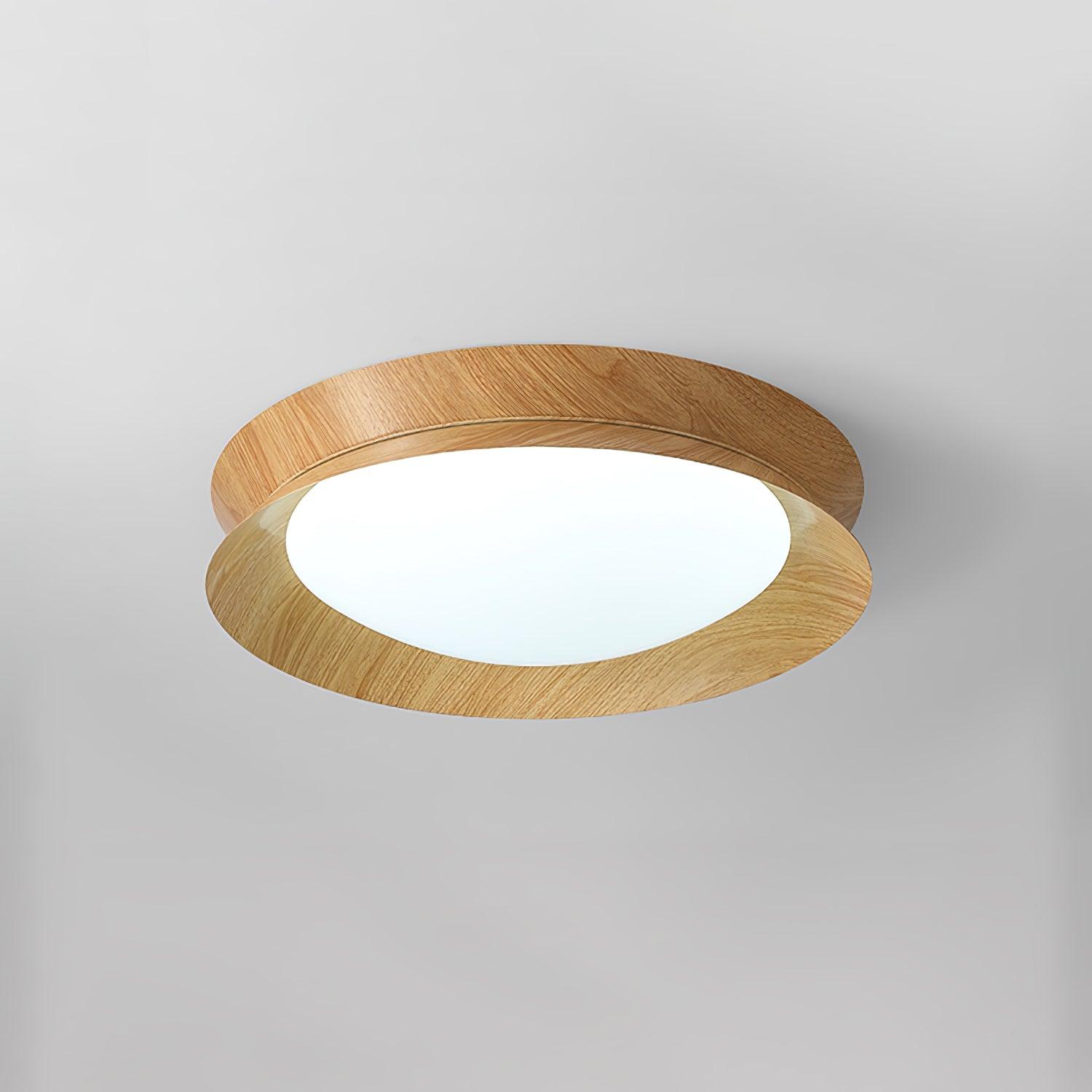 Solara Ceiling Light Wood Ring Double Half Round Nordic - Letslighting
