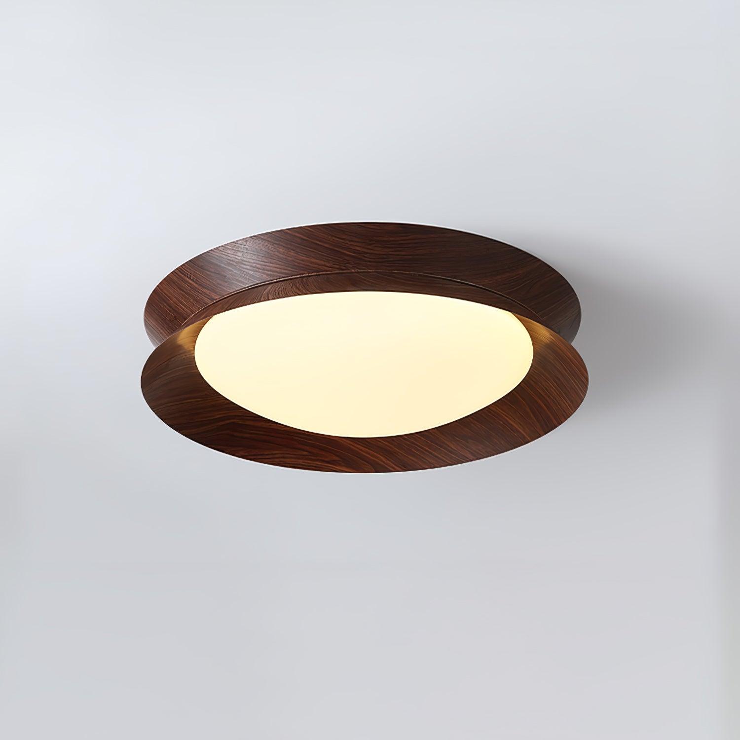 Solara Ceiling Light Wood Ring Double Half Round Nordic - Letslighting