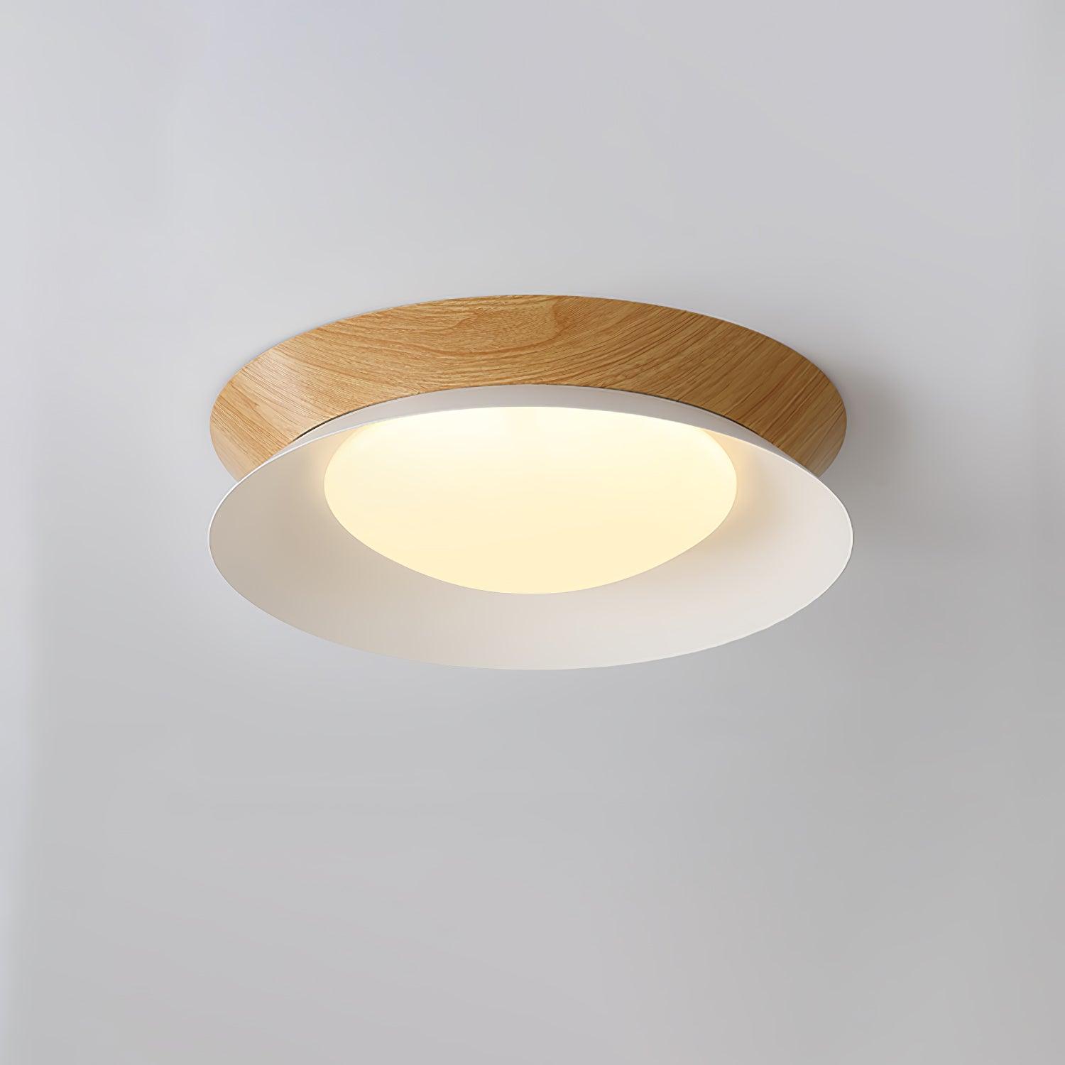 Solara Ceiling Light Wood Ring Double Half Round Nordic - Letslighting