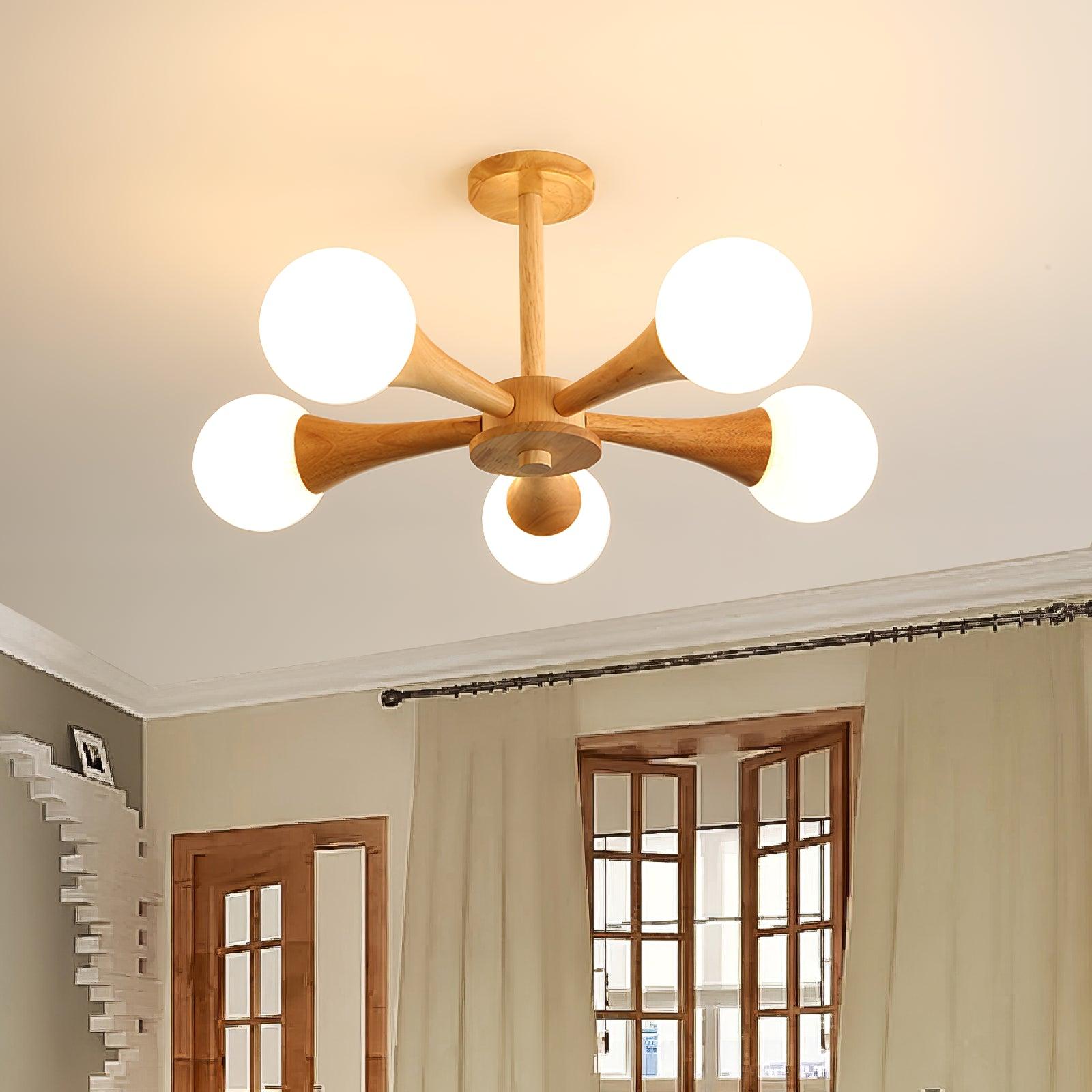 Lustra Chandelier Wooden Globe Retro - Letslighting