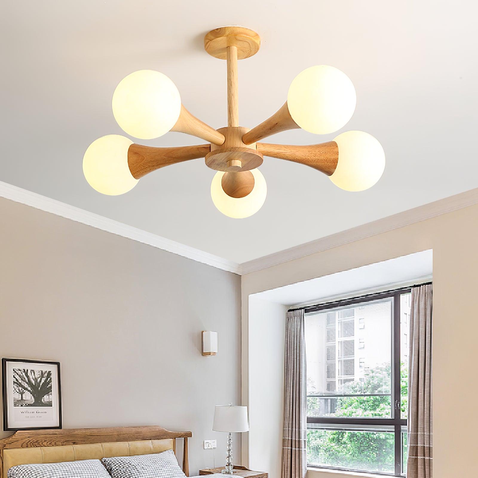 Lustra Chandelier Wooden Globe Retro - Letslighting