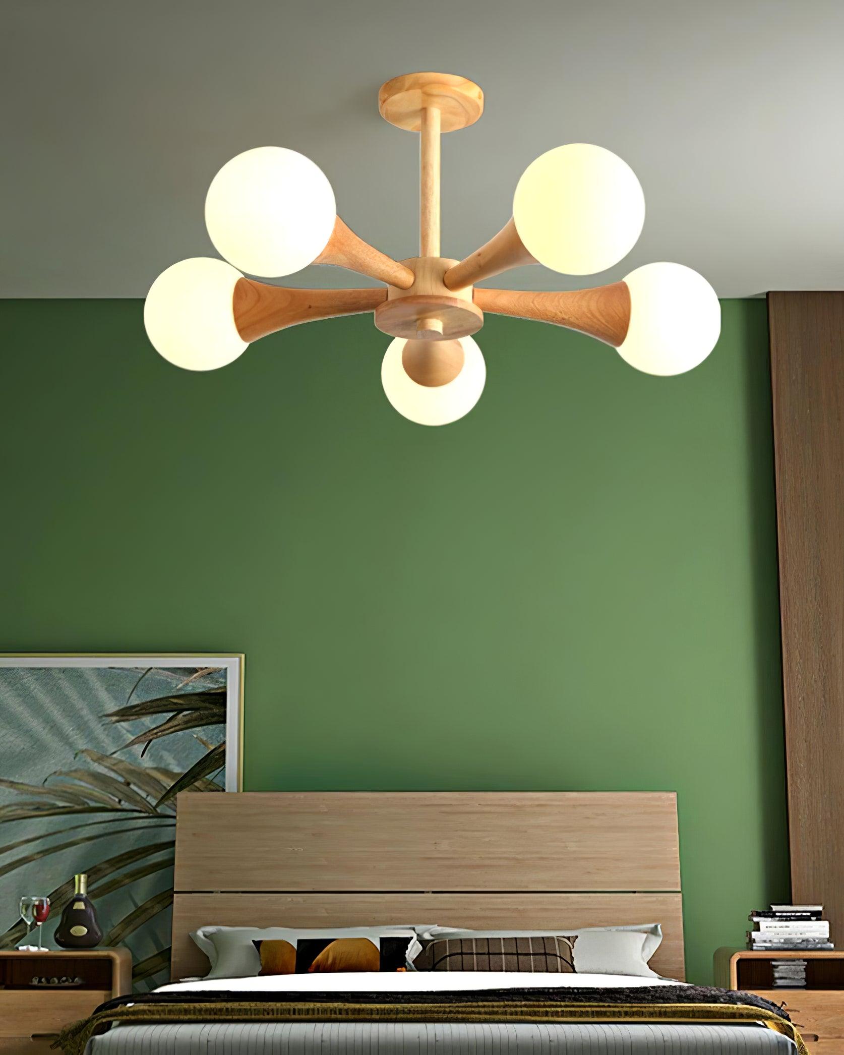 Lustra Chandelier Wooden Globe Retro - Letslighting