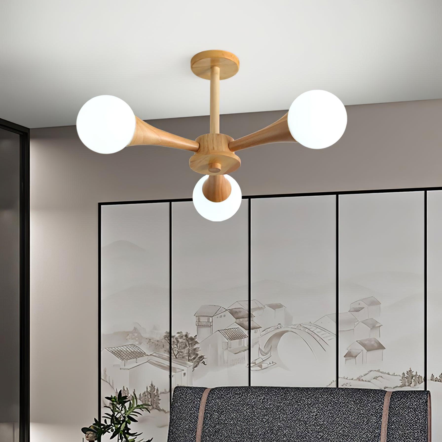 Lustra Chandelier Wooden Globe Retro - Letslighting
