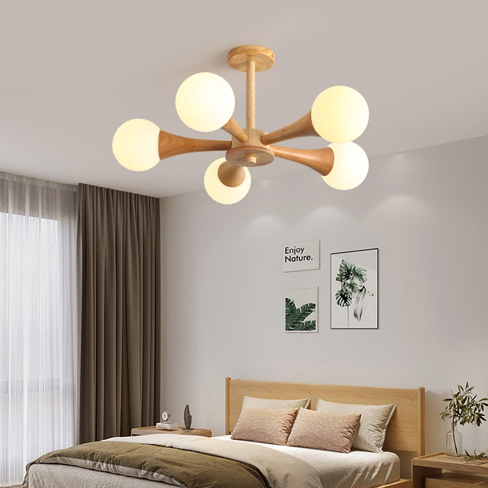 Lustra Chandelier Wooden Globe Retro - Letslighting
