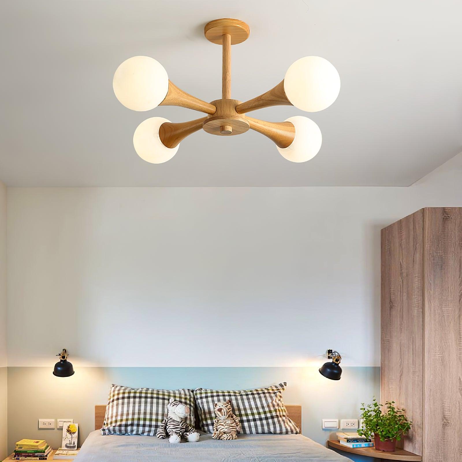 Lustra Chandelier Wooden Globe Retro - Letslighting