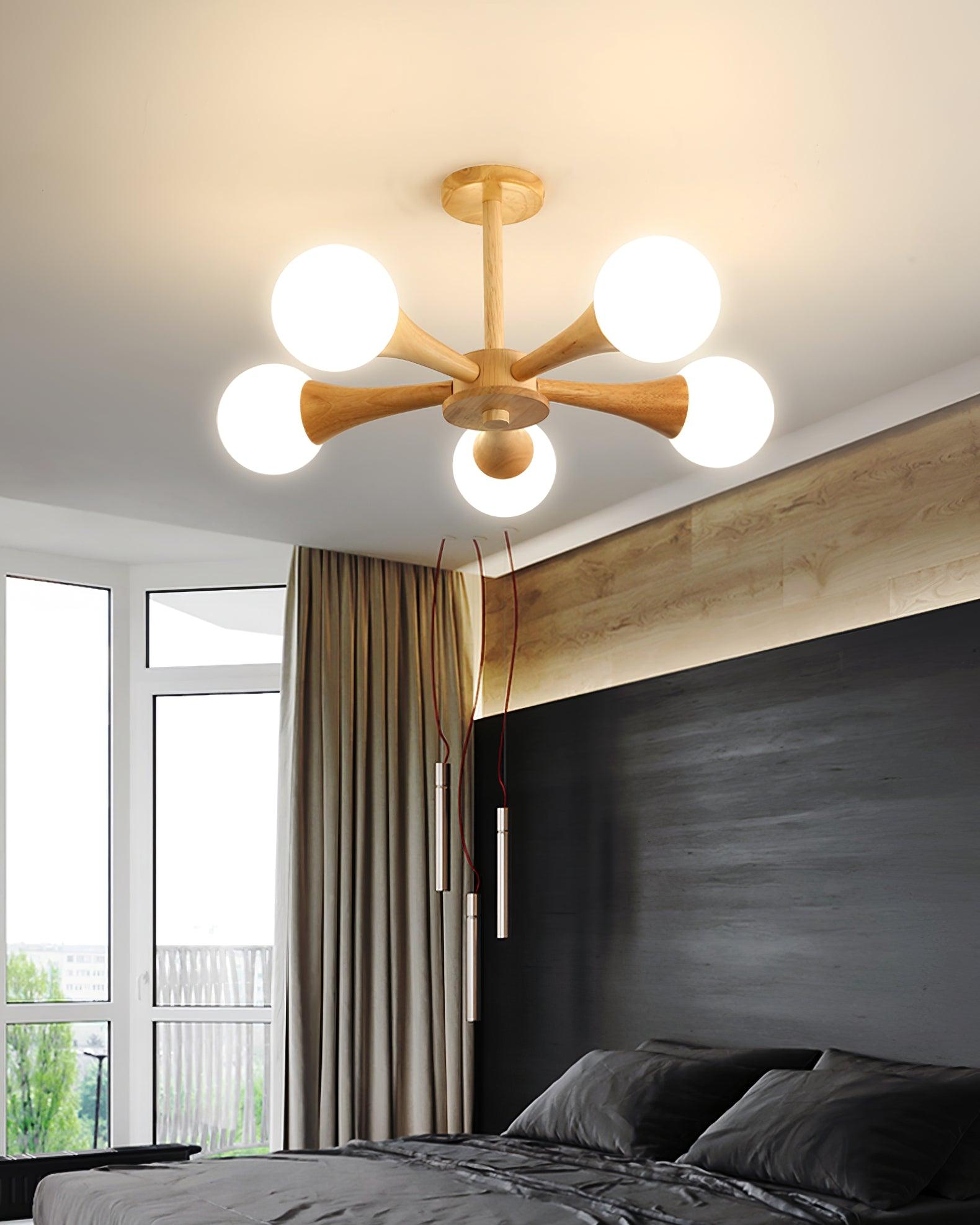 Lustra Chandelier Wooden Globe Retro - Letslighting