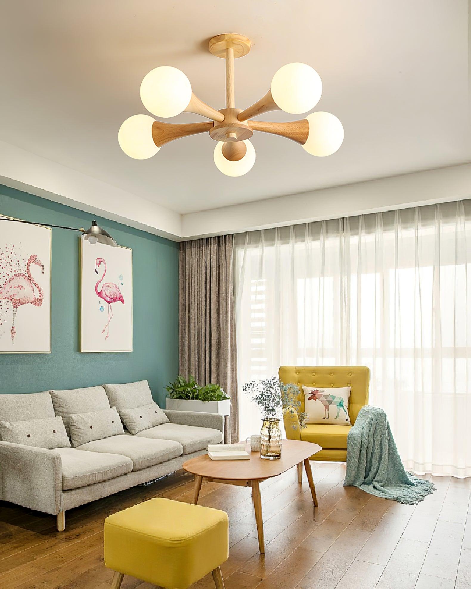 Lustra Chandelier Wooden Globe Retro - Letslighting