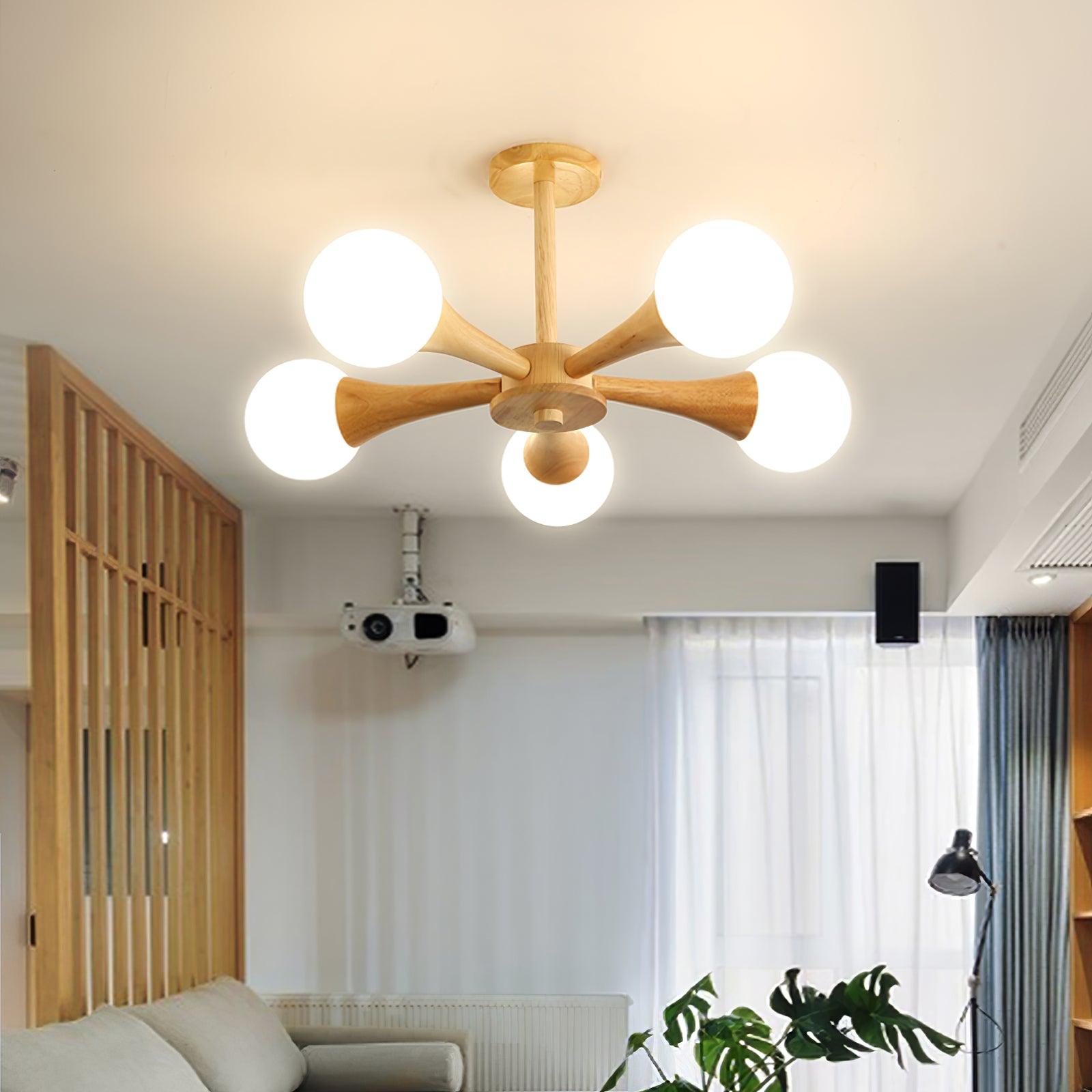 Lustra Chandelier Wooden Globe Retro - Letslighting