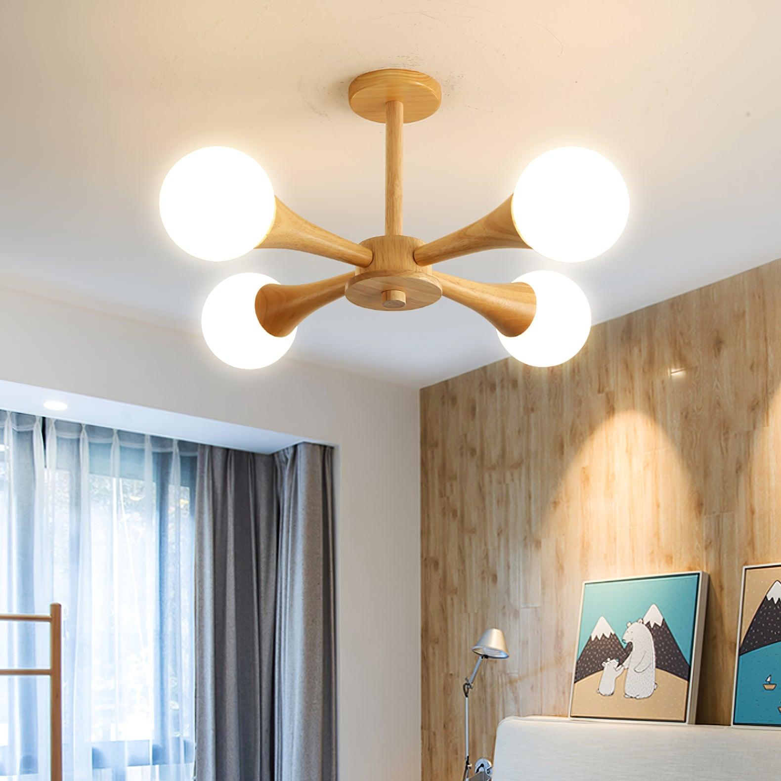 Lustra Chandelier Wooden Globe Retro - Letslighting