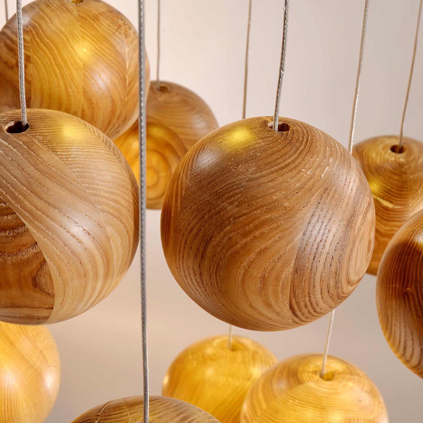Ulvararis Nordic Orb Sphere Cluster Wooden Pendant Light - Letslighting