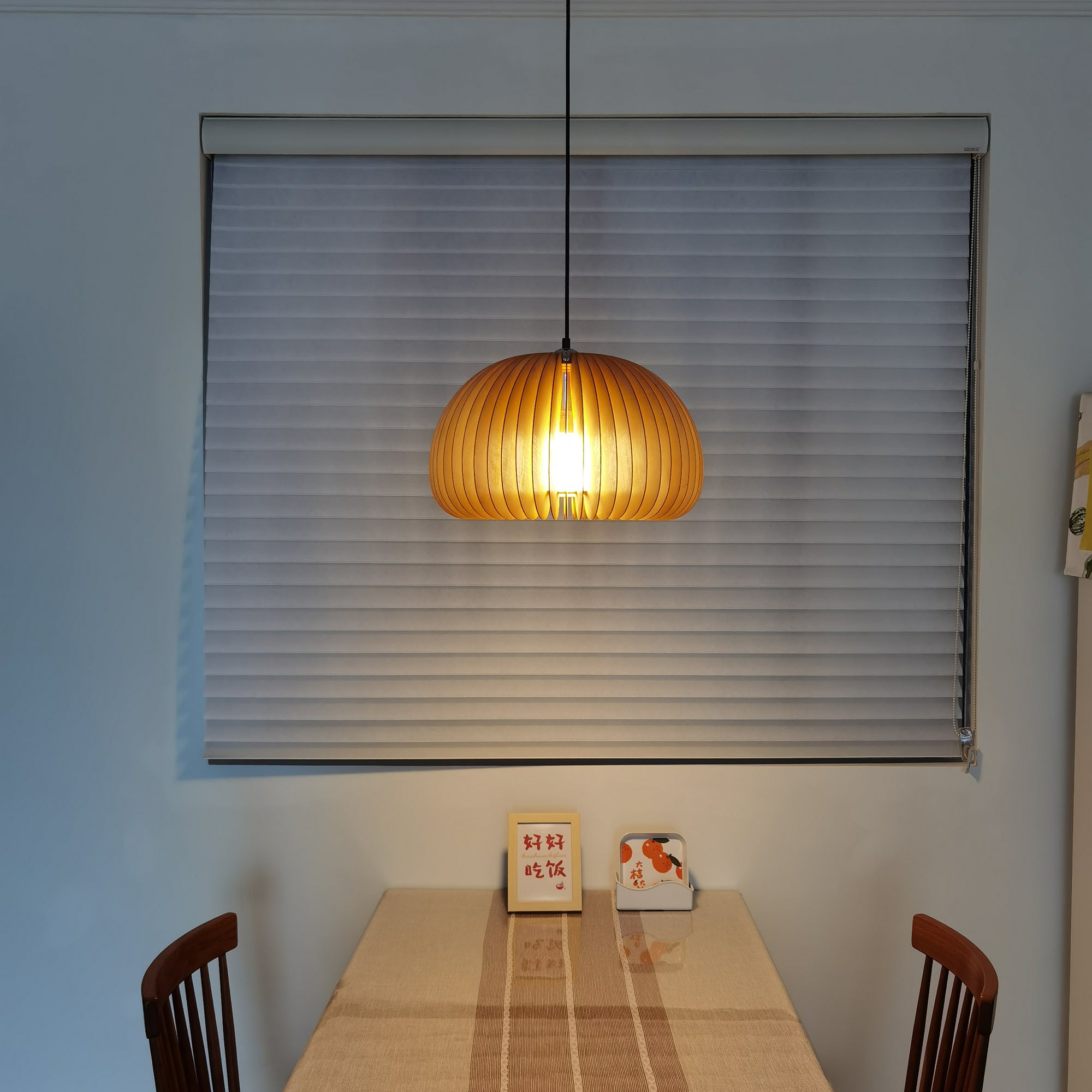 Solara Pendant Lamp Wood Pumpkin Dome Nordic - Letslighting
