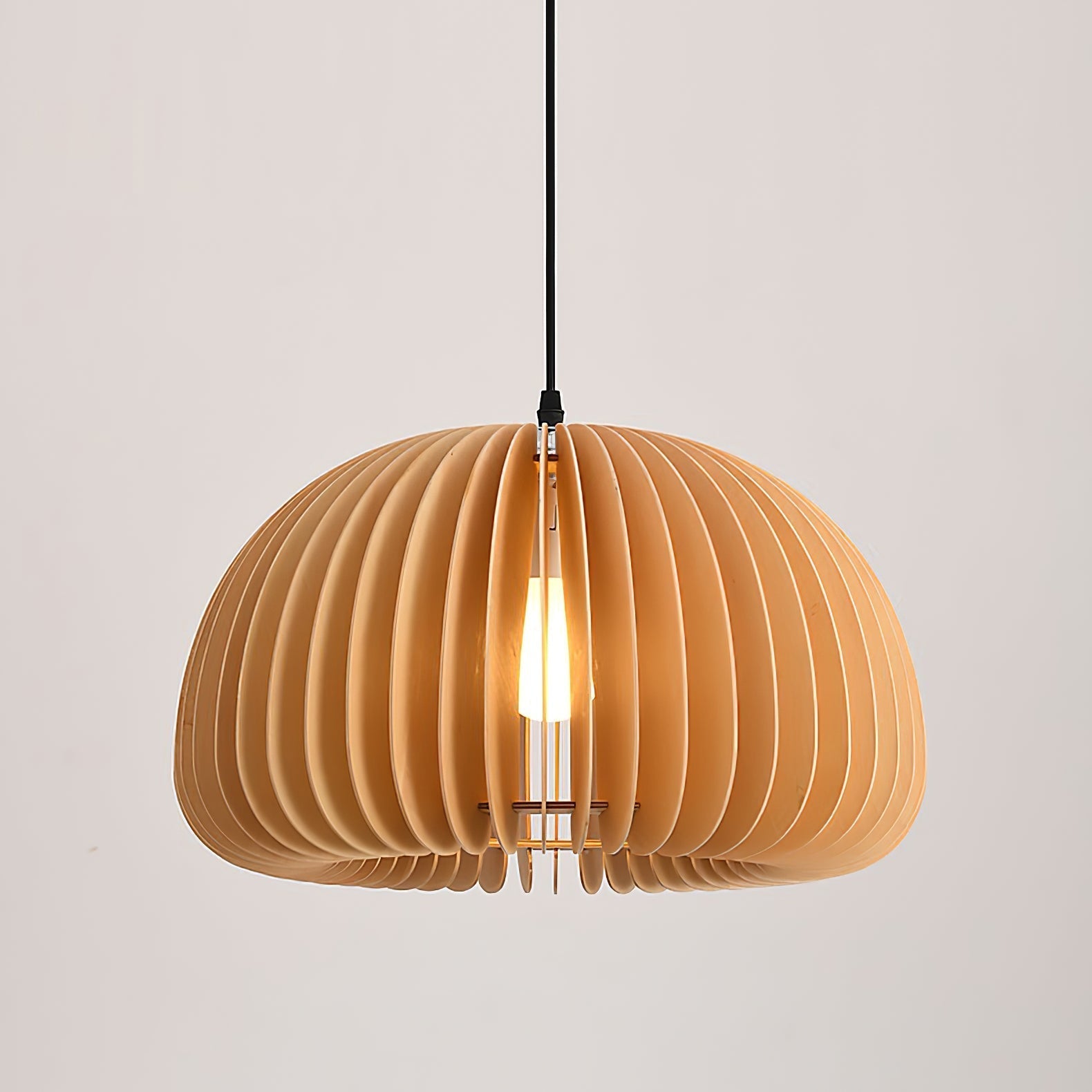 Solara Pendant Lamp Wood Pumpkin Dome Nordic - Letslighting
