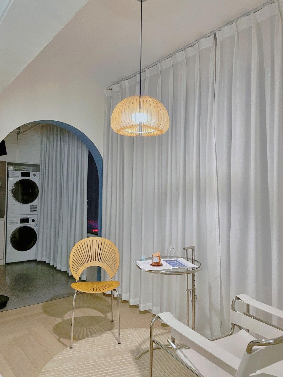 Solara Pendant Lamp Wood Pumpkin Dome Nordic - Letslighting